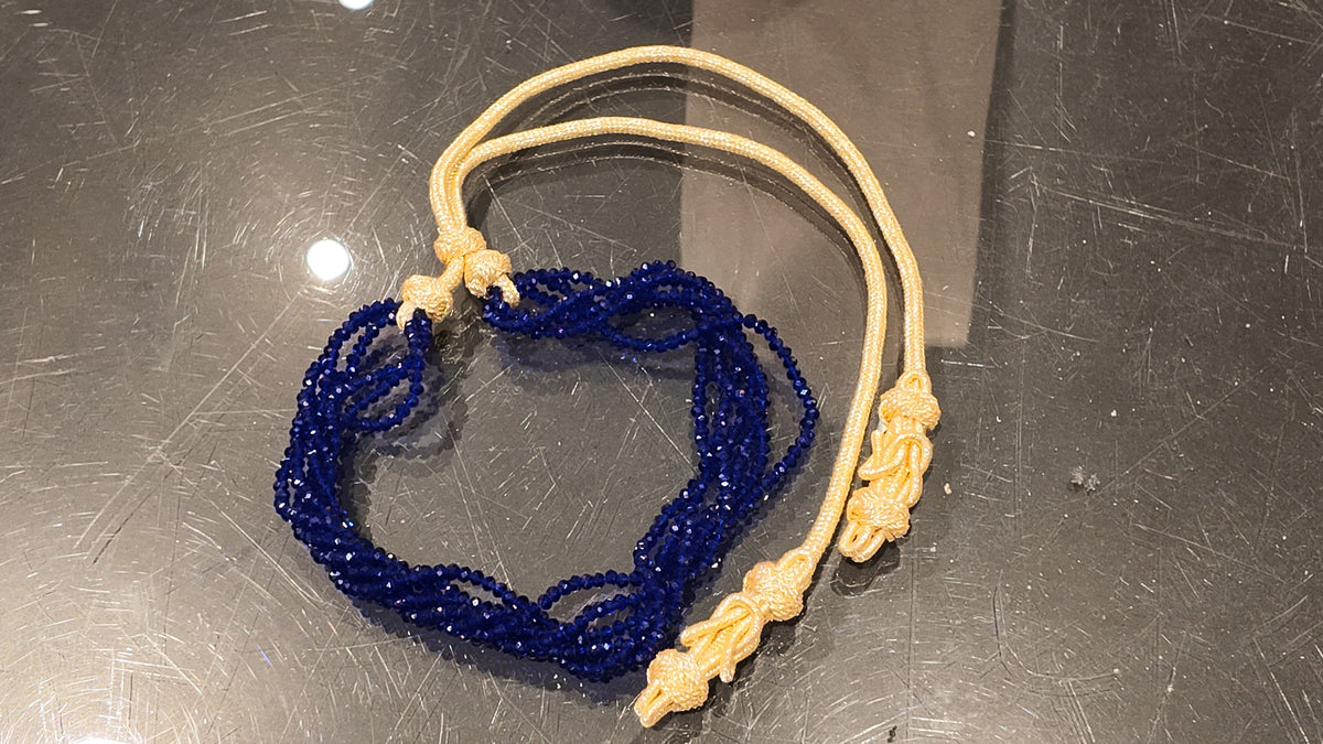 Collier torsadé bleu roi à cordon doré – ZEYNAYA PRESTIGE – vue 2