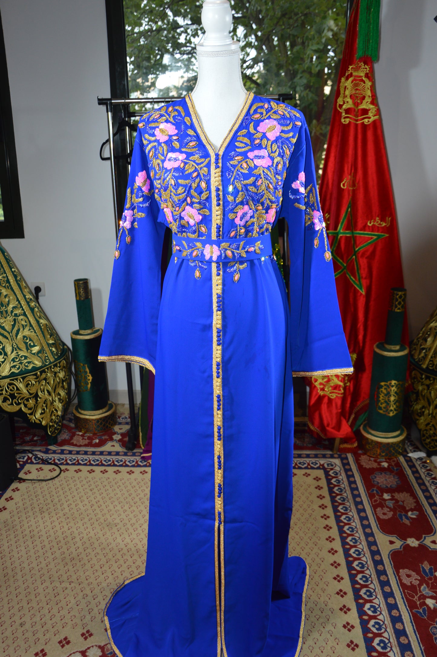 Caftan Bleu Royal Floral