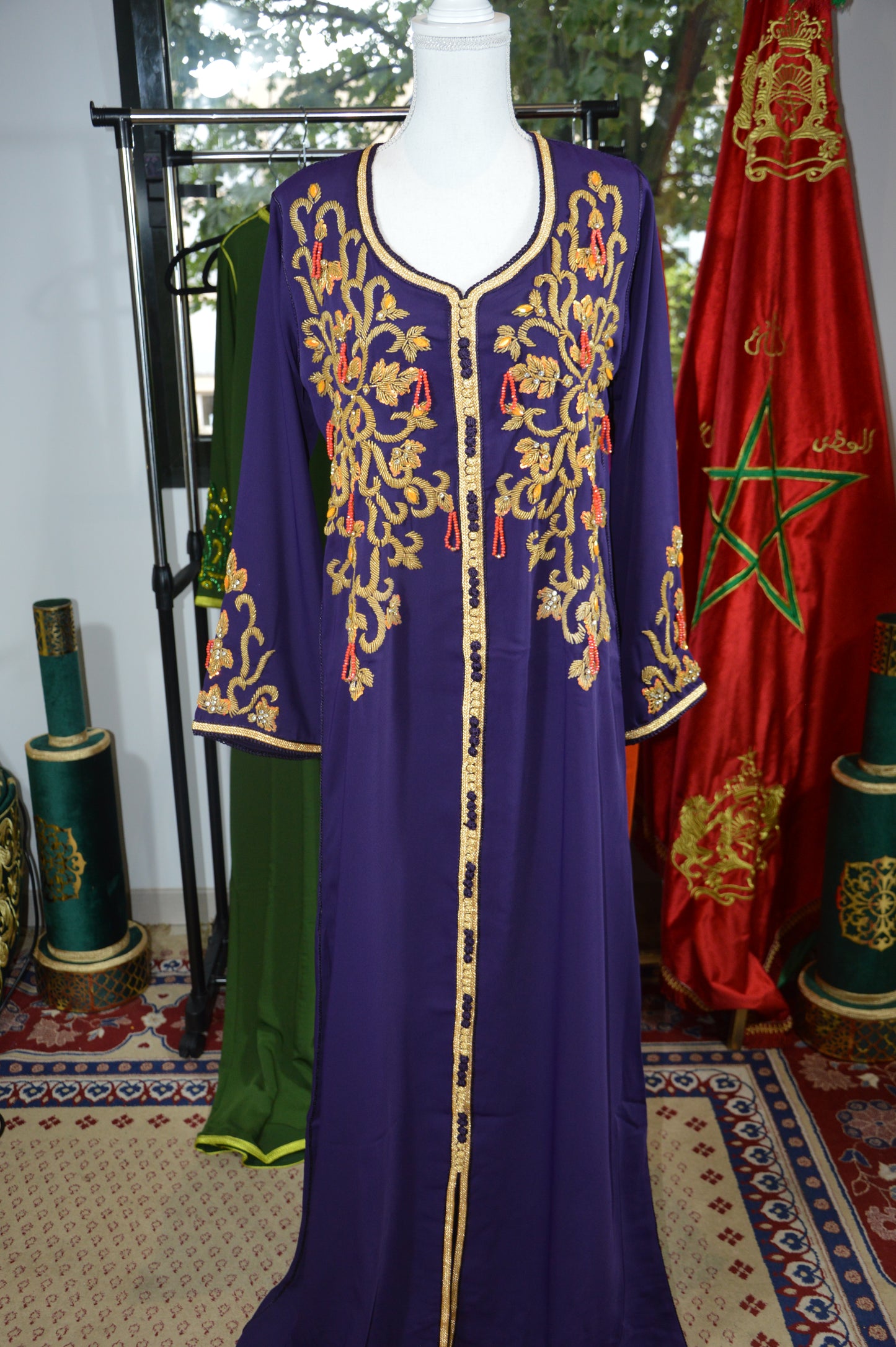 Caftan Violet Artisanal Marocain