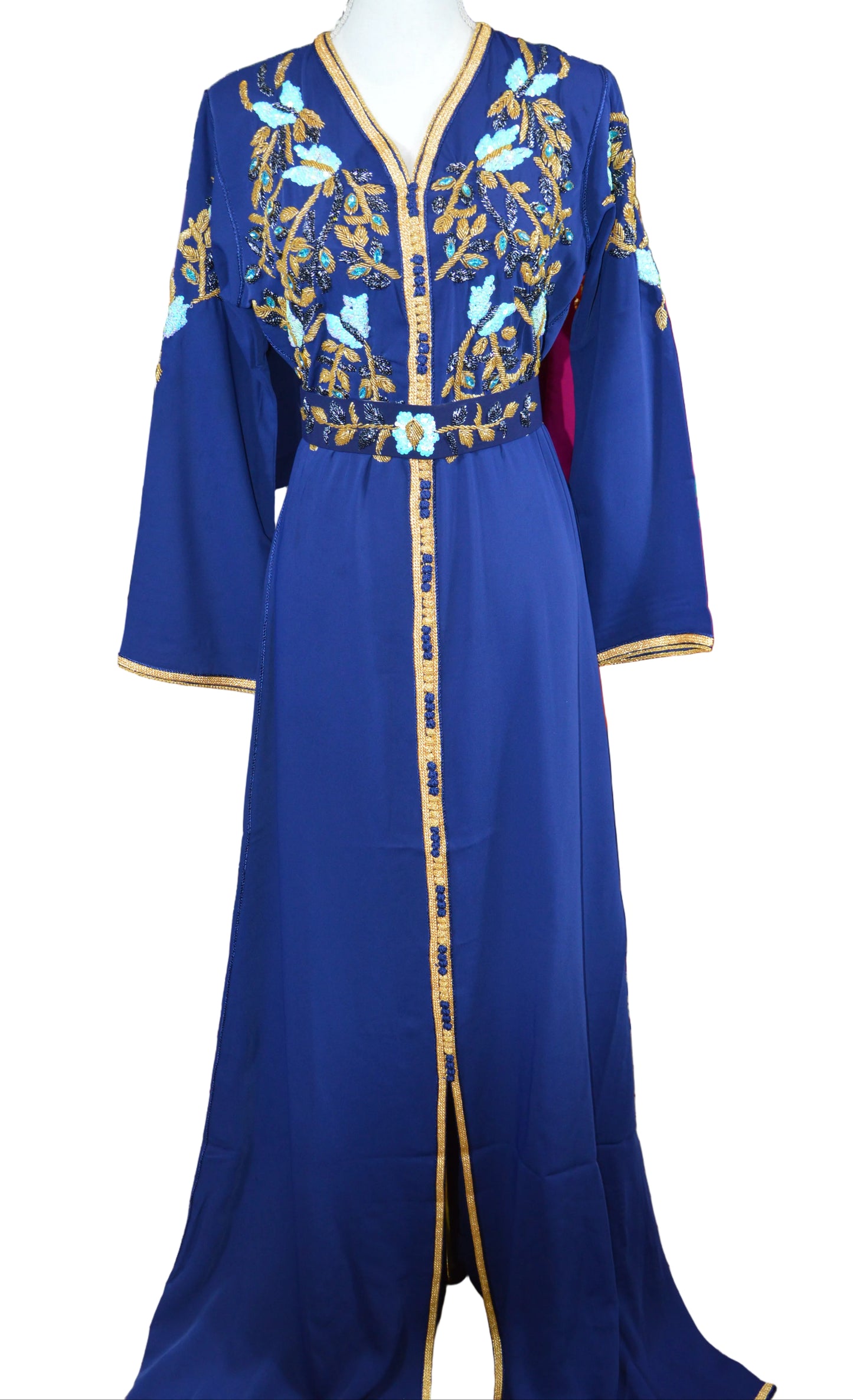 Caftan Bleu Marine Floral