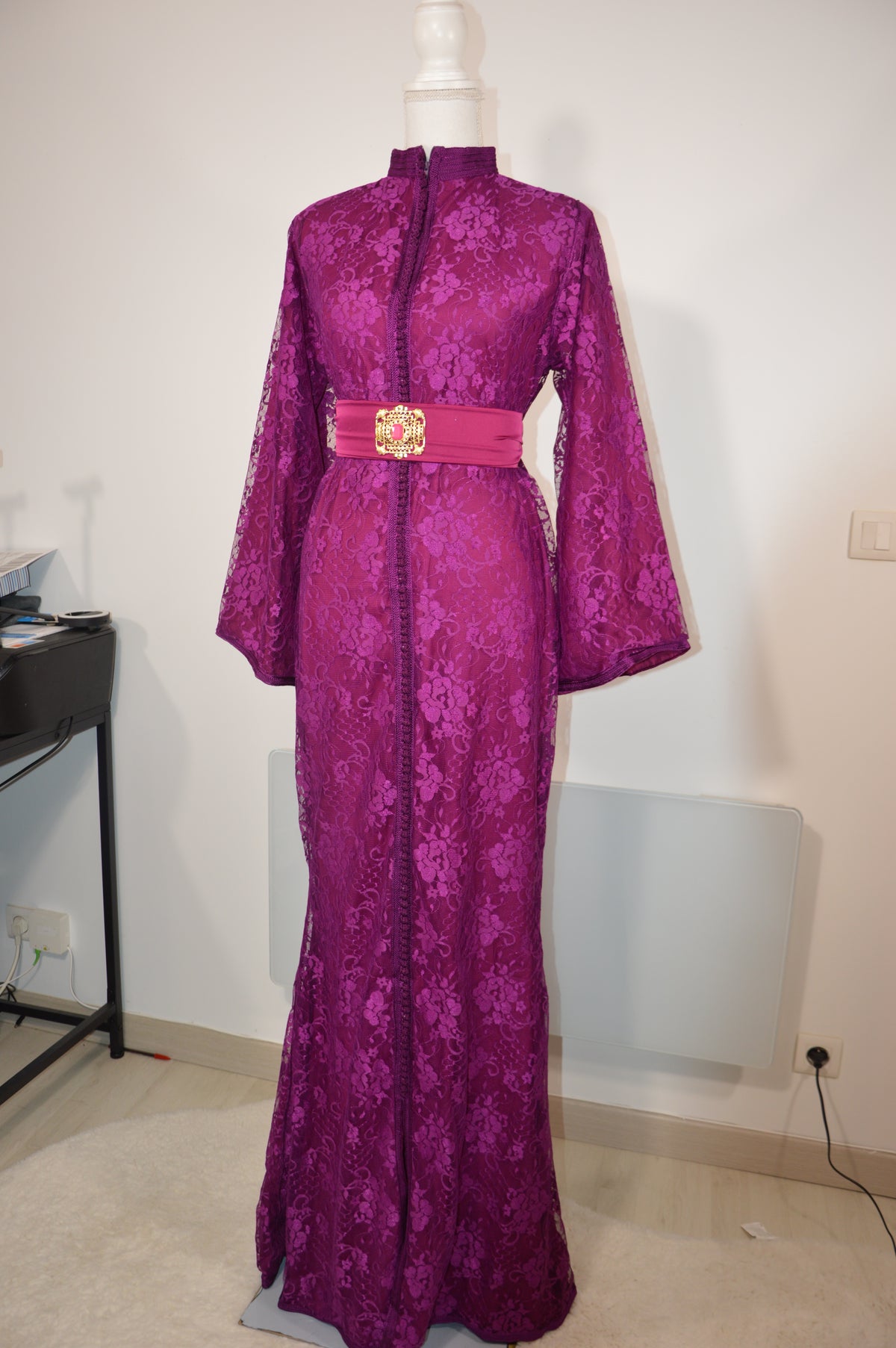 Caftan Sirène Dentelle Fuchsia