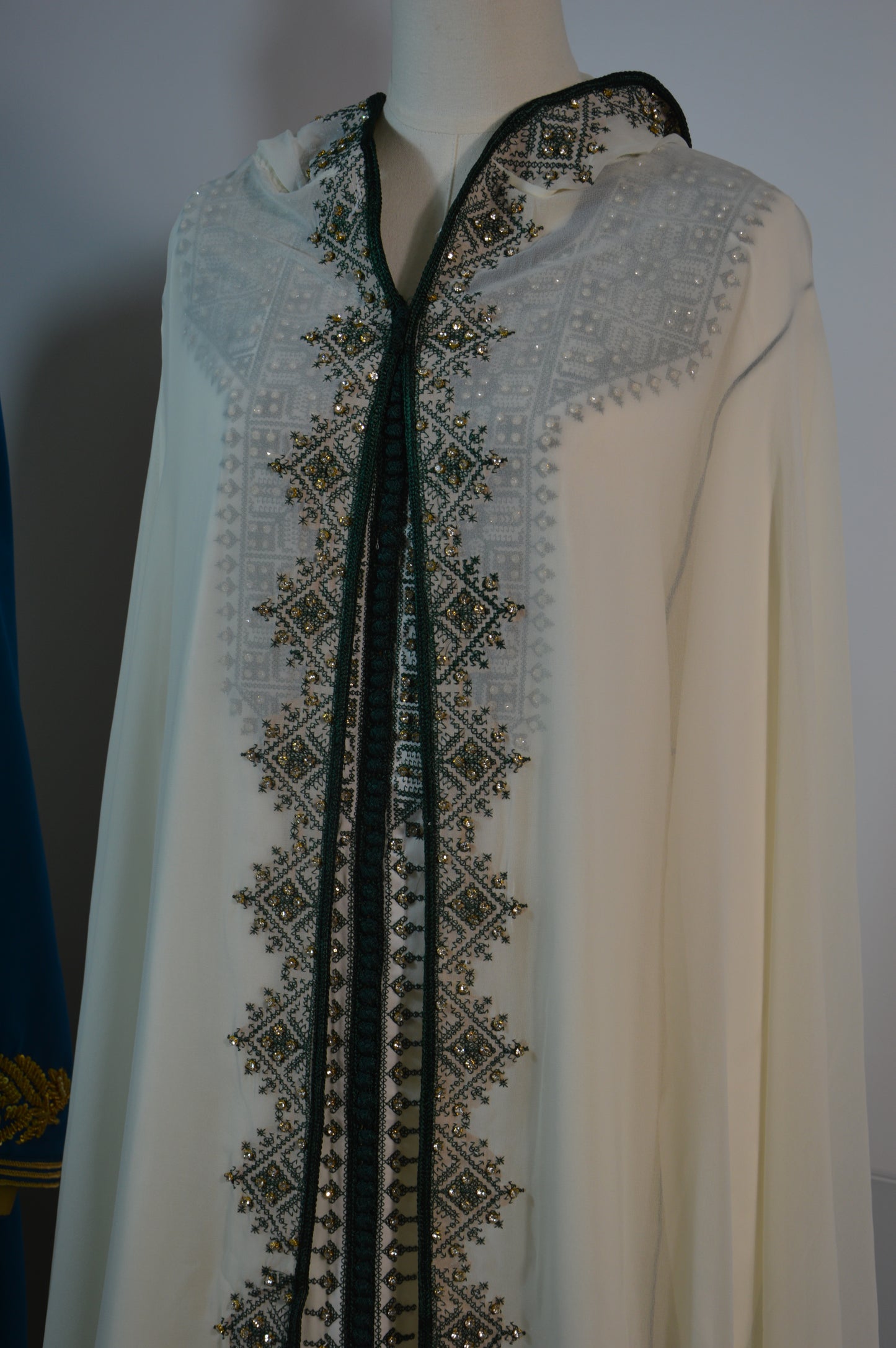 Caftan Fassi Royal avec Cape — Vert Royal