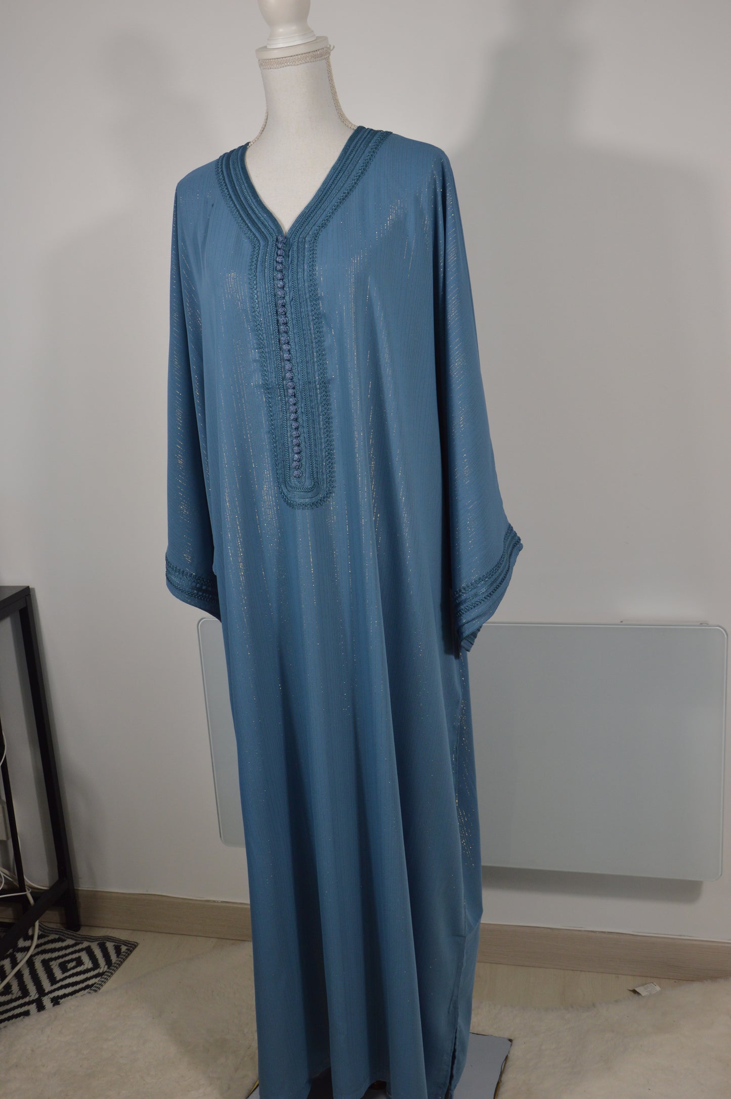Gandoura Orientale Pailletée – Bleu Cyan