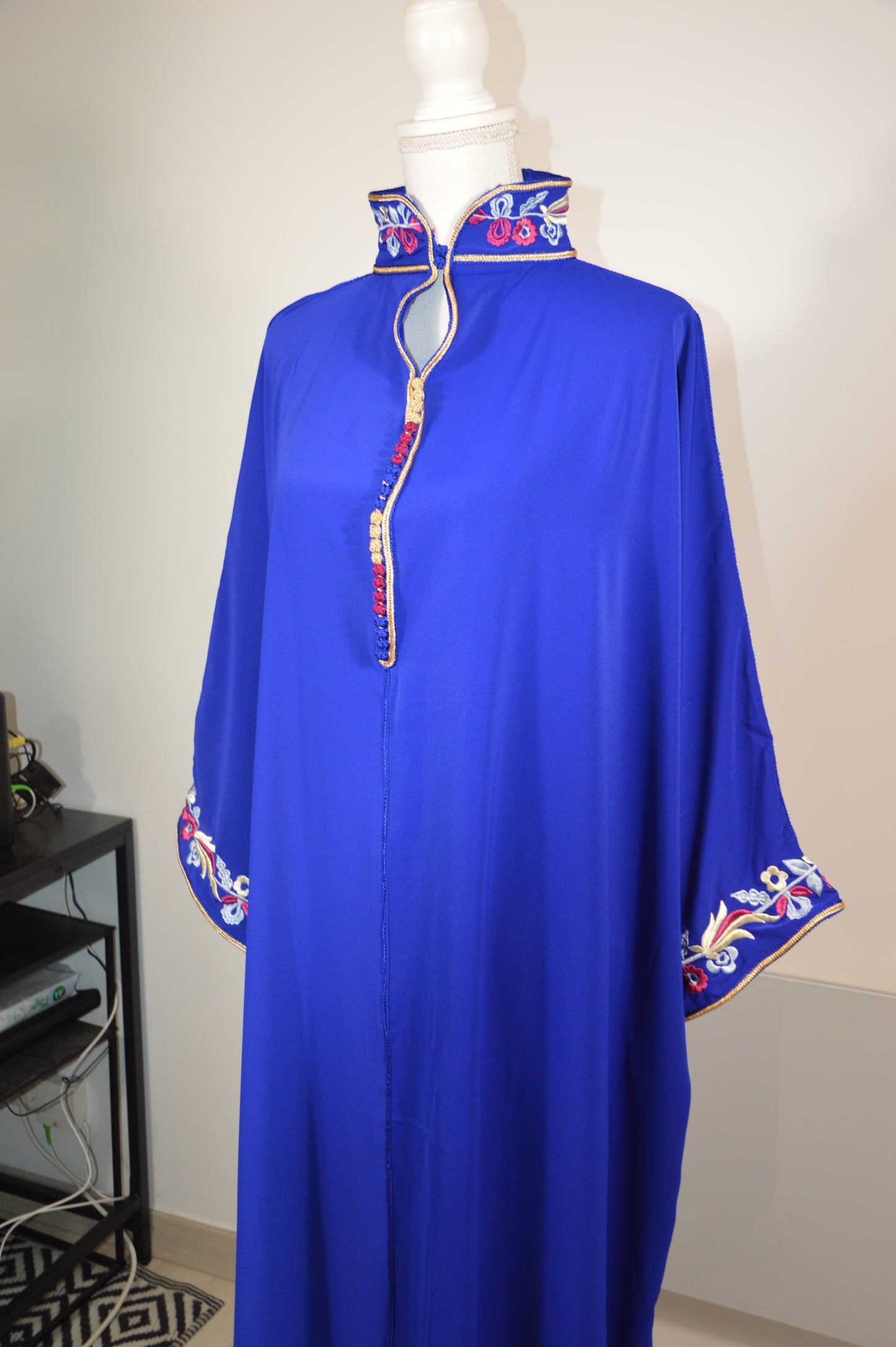 Gandoura Col Montant Bleu Roi