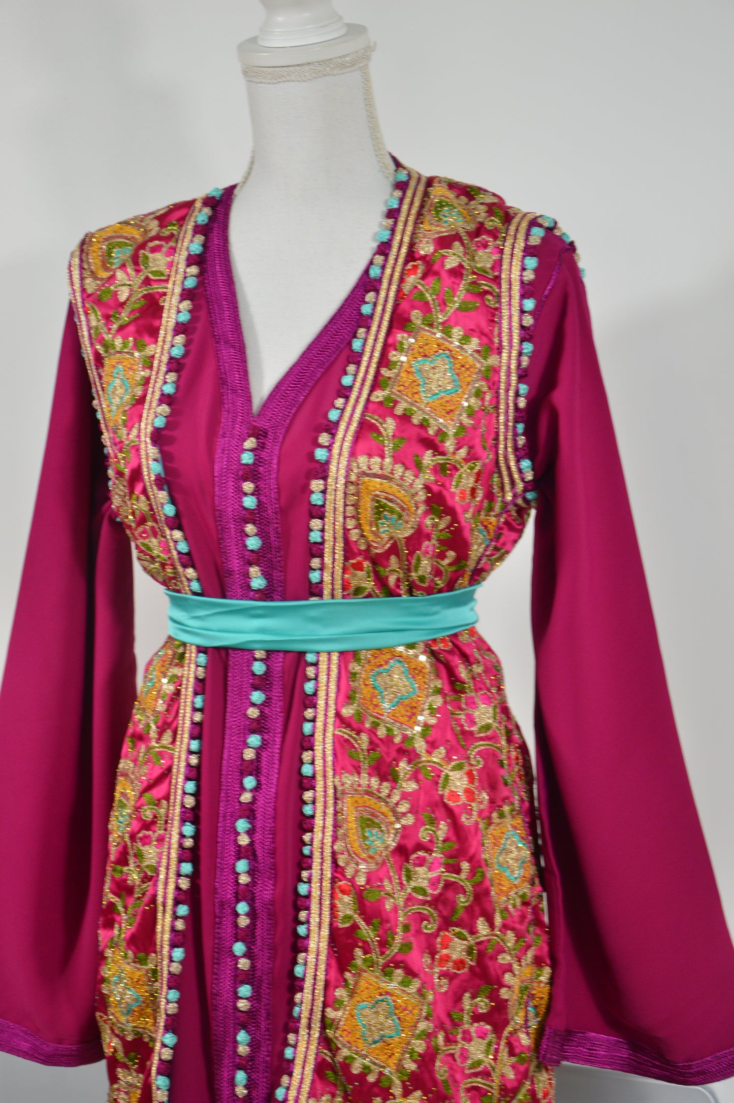 Caftan SARIA Fuschia Turquoise