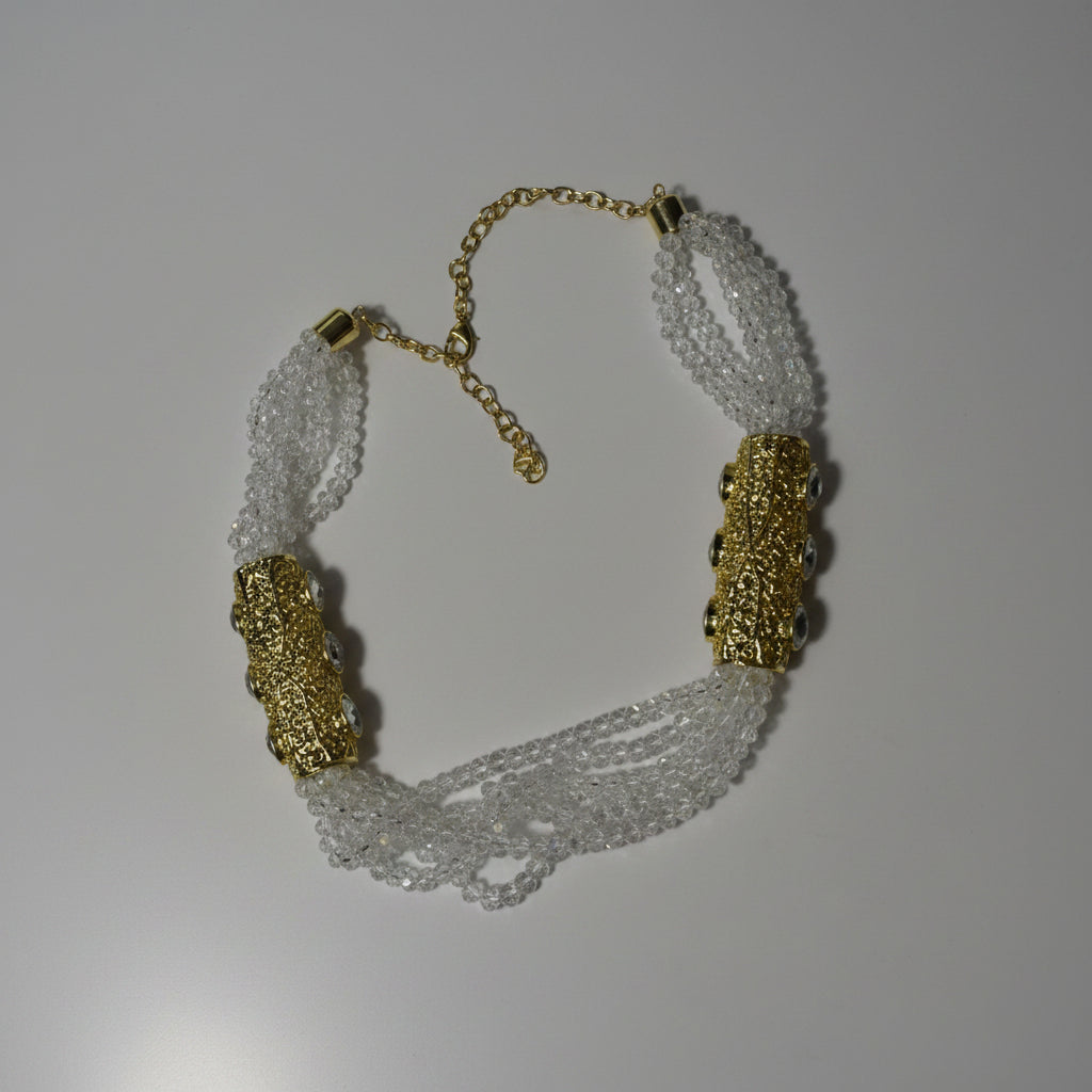 Collier Or et Blanc – Bijou Artisanal de Prestige – ZEYNAYA PRESTIGE – vue 2