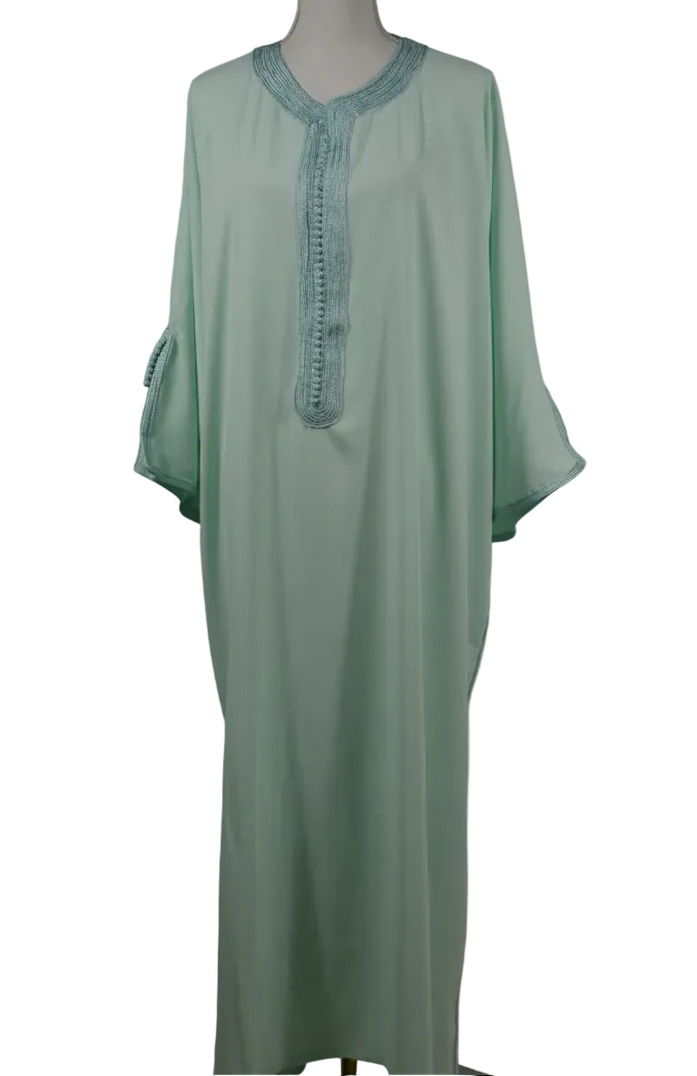 Gandoura Eclat Crêpe Vert Menthe Manches évasées