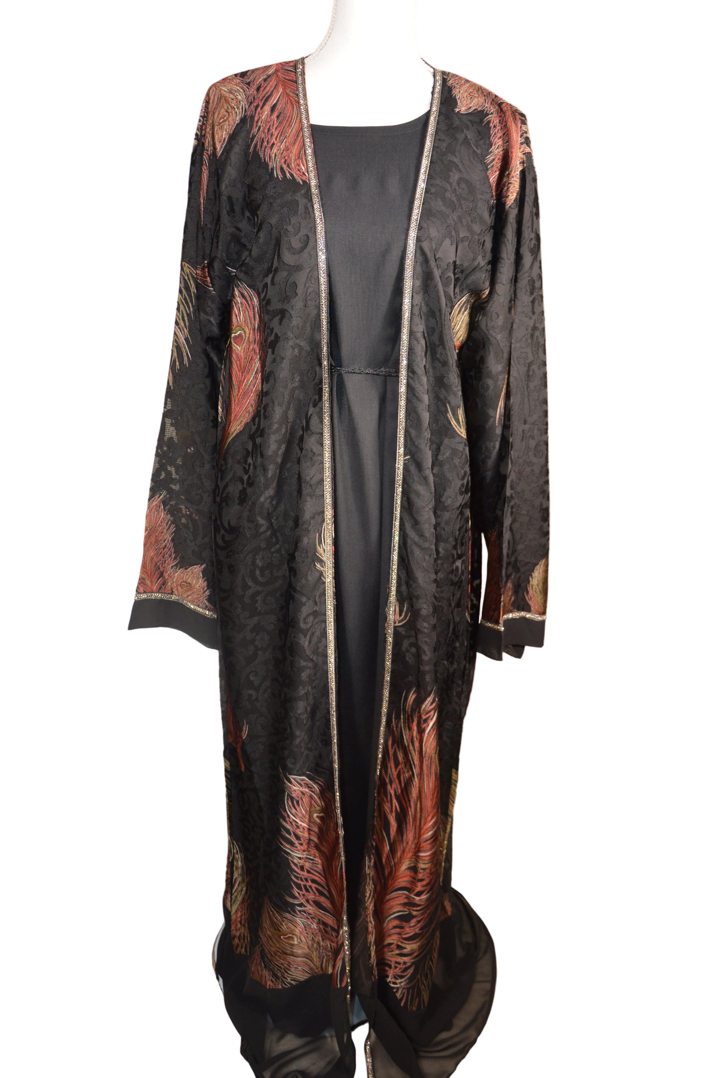Abaya Kimono Brodé Noir floral - collection dubai
