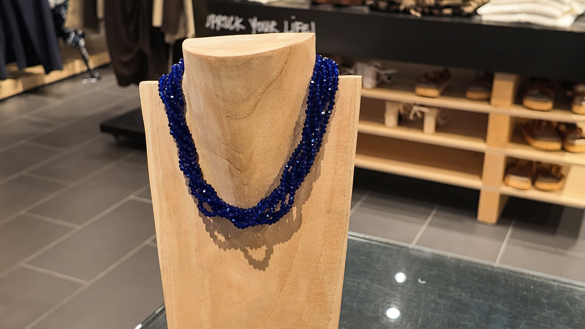 Collier torsadé bleu roi à cordon doré – ZEYNAYA PRESTIGE