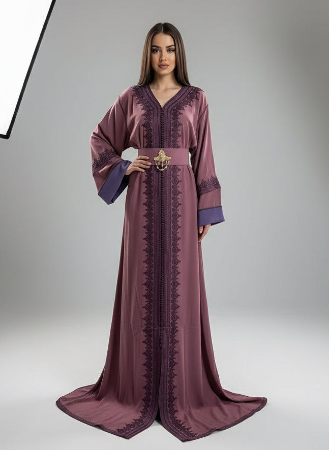 Caftan Mauve Élégance Royale