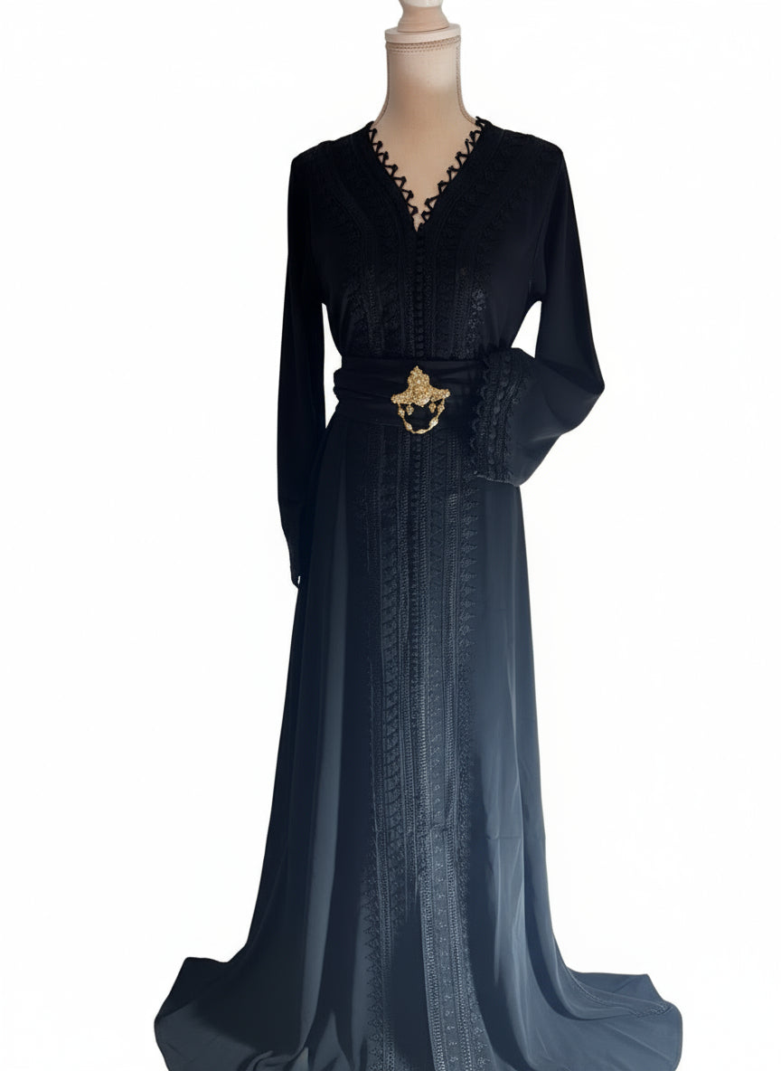 Caftan Malaik - Noire Élégance