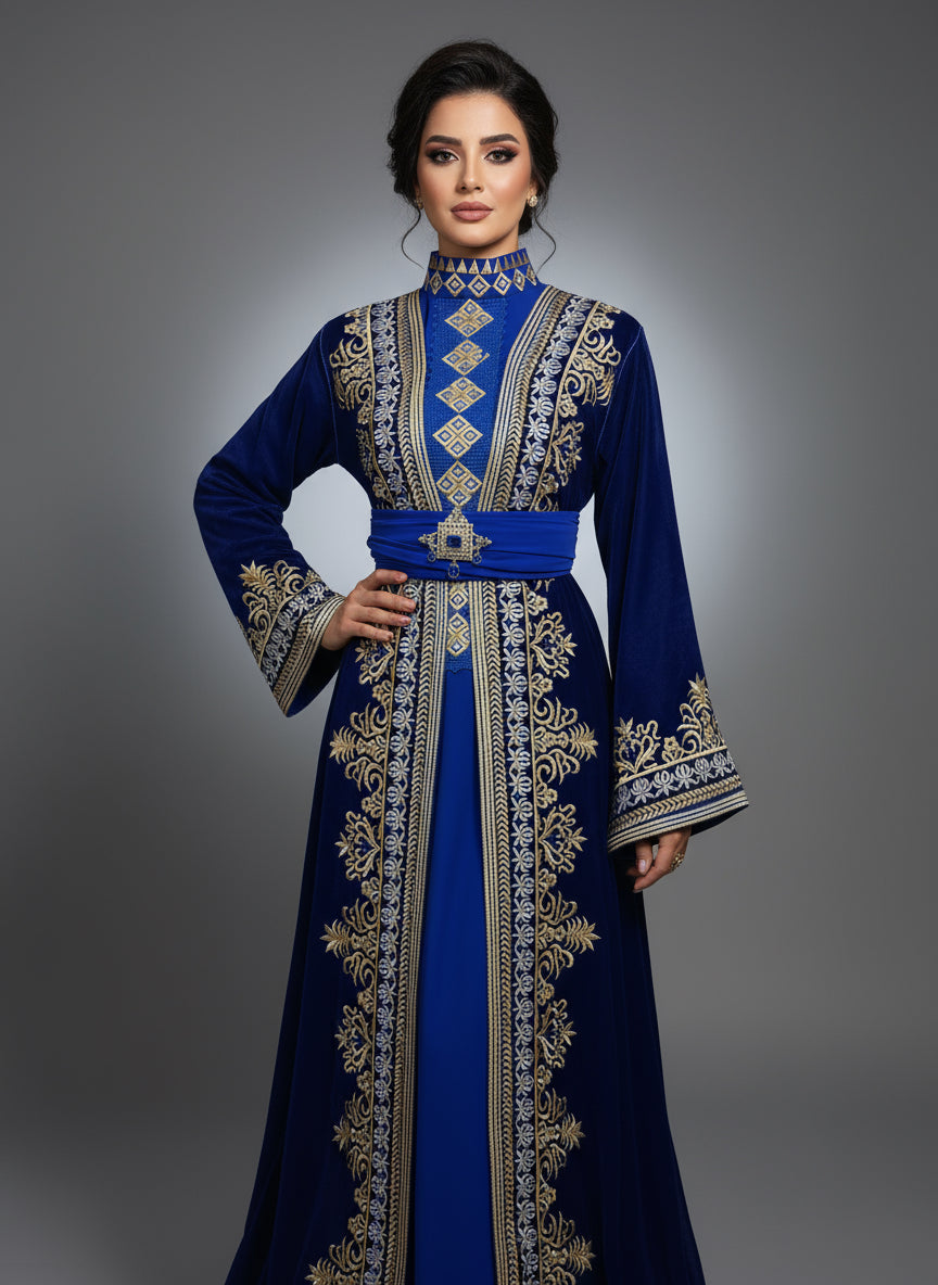 Takchita Velours Bleu Majesté