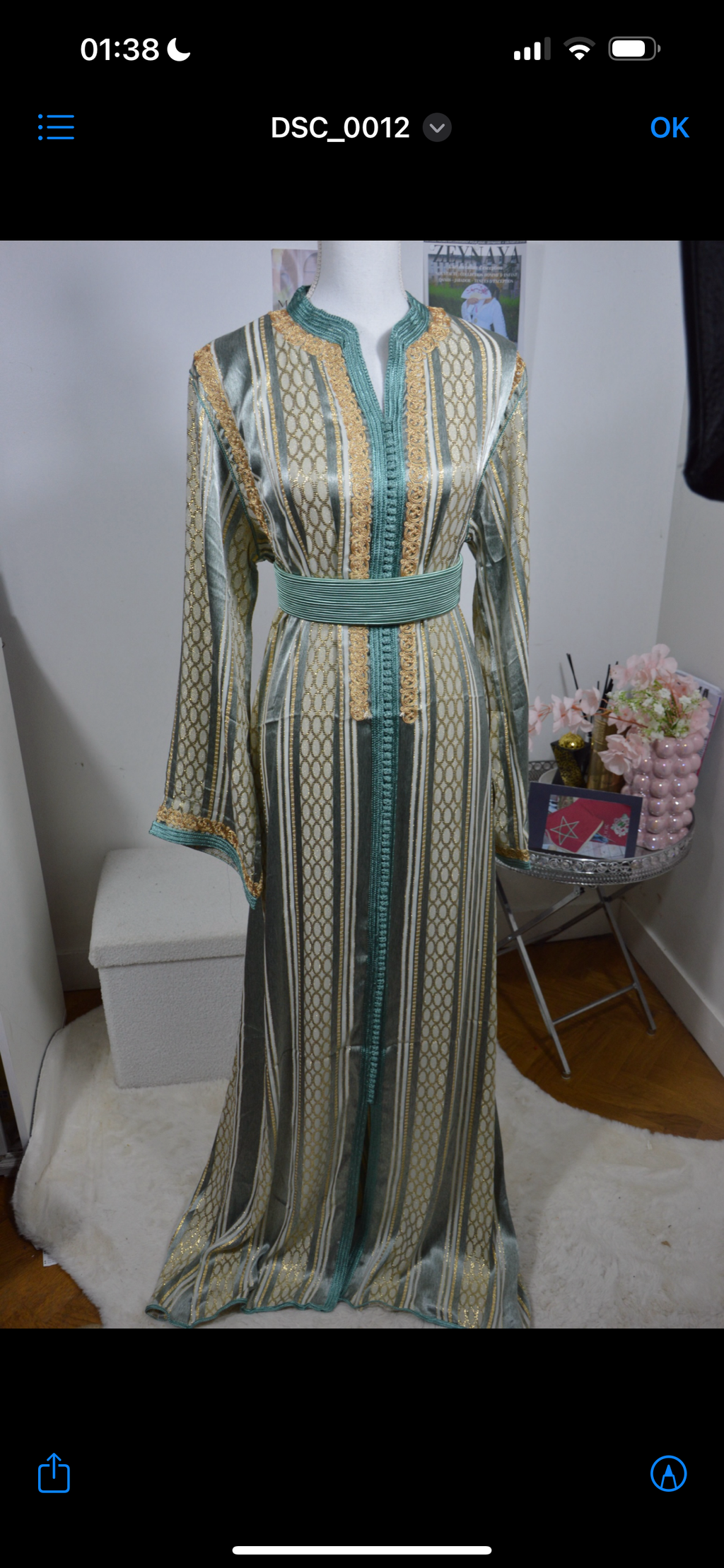 Caftan andalouse émeraude luxe - vue complète