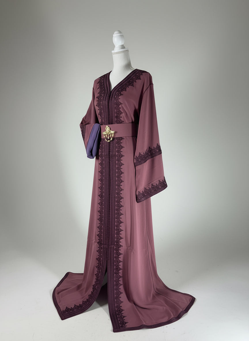 Caftan Mauve Élégance Royale