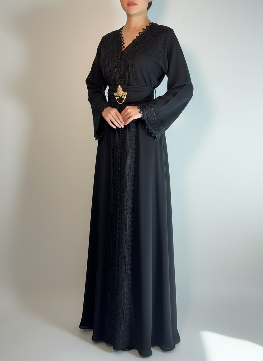 Caftan Malaik - Noire Élégance