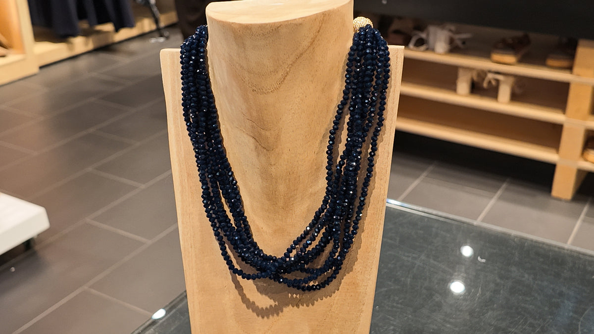 Collier torsadé bleu nuit à cordon doré – ZEYNAYA PRESTIGE