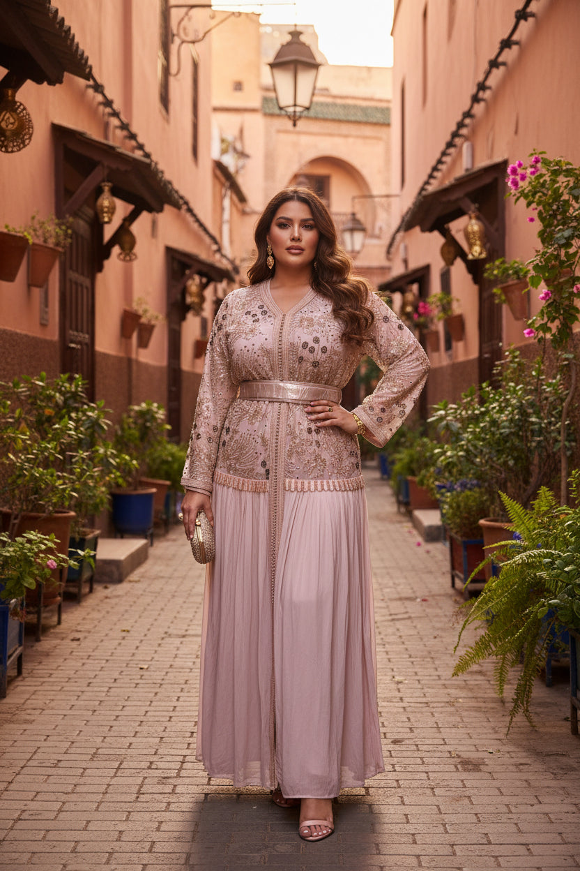 Caftan Crystal jupe plissée