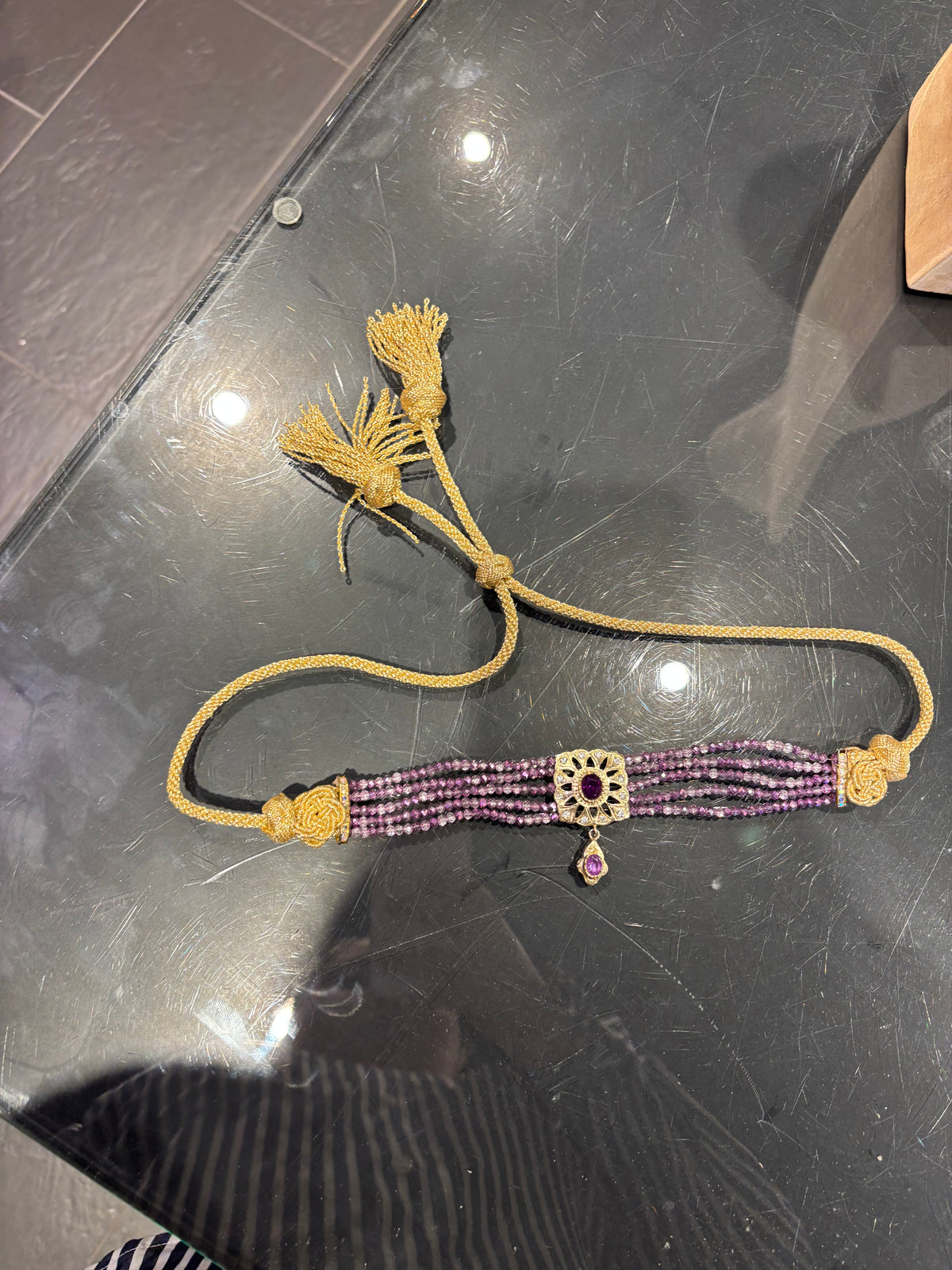 Collier Choker Lilas violet Foncé – ZEYNAYA PRESTIGE – vue 2