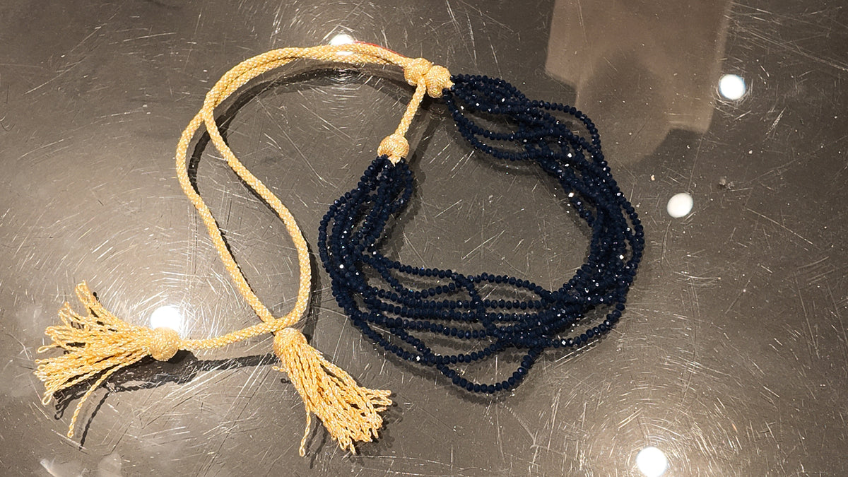 Collier torsadé bleu nuit à cordon doré – ZEYNAYA PRESTIGE – vue 2