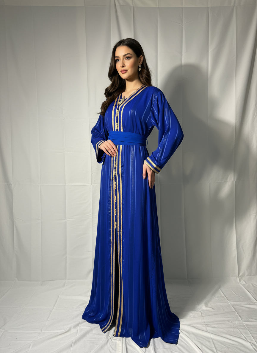 Caftan Royal JOHARA Bleu Éclat (takchita)