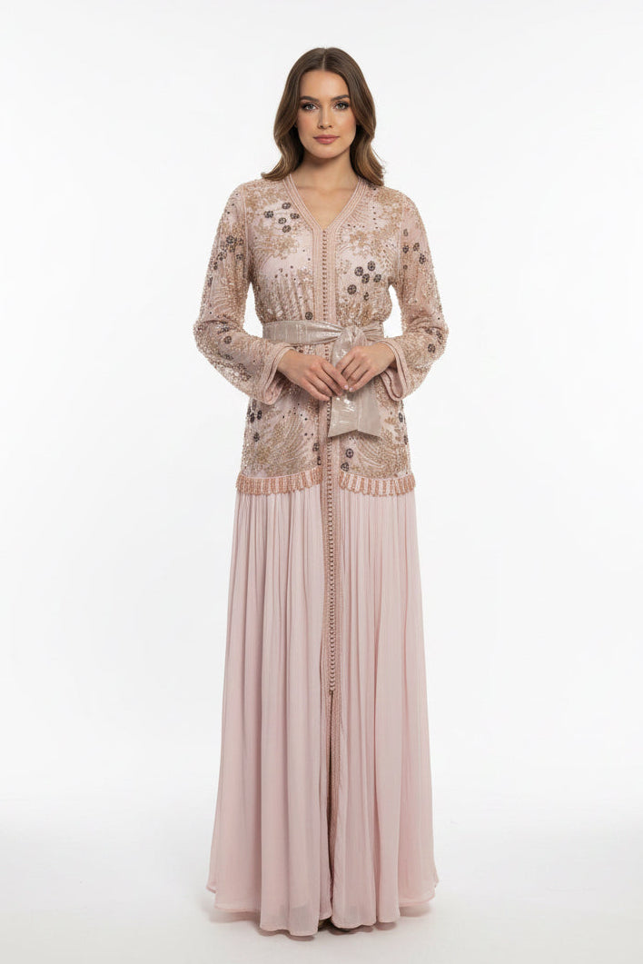 Caftan Crystal jupe plissée