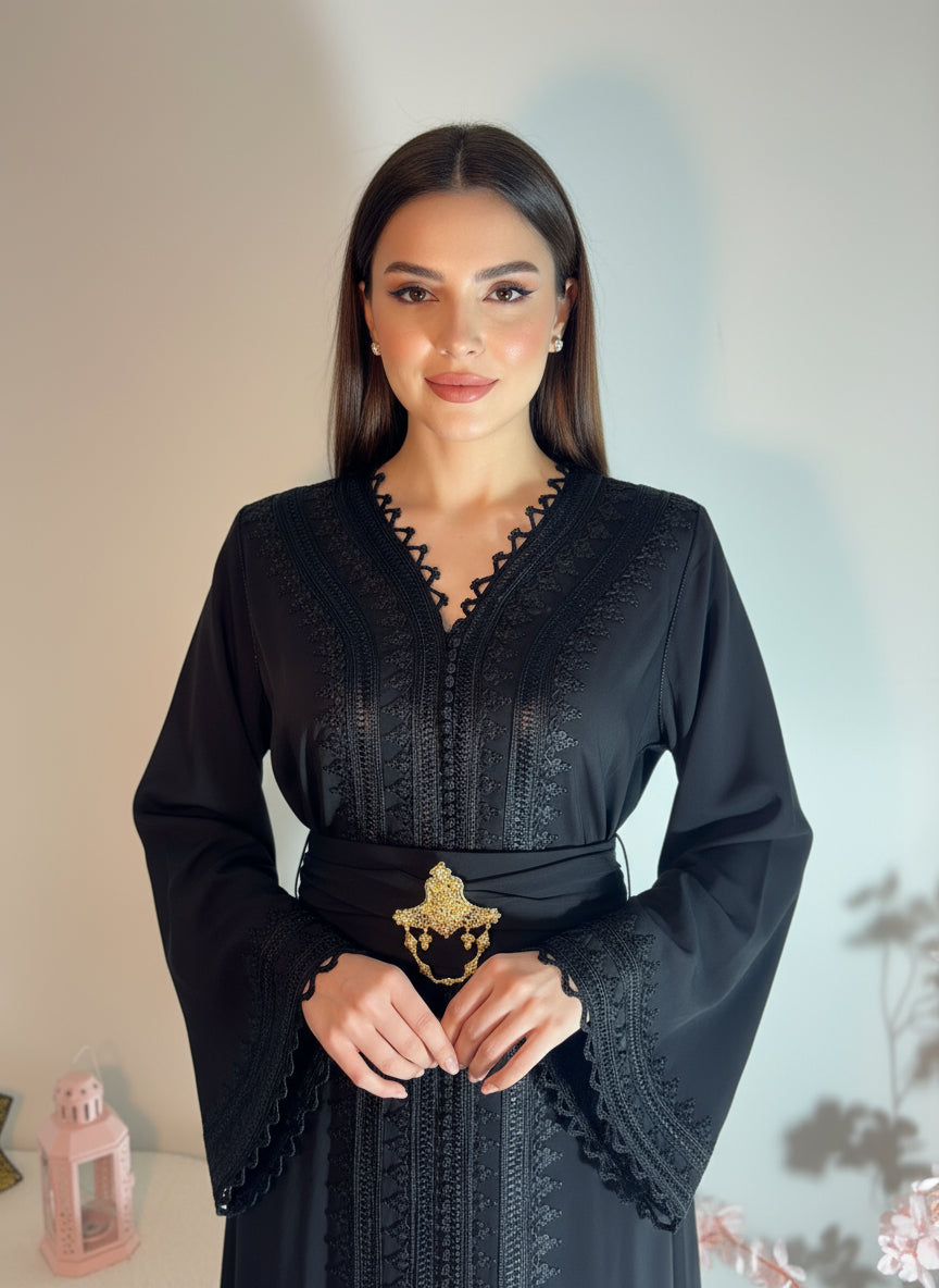 Caftan Malaik - Noire Élégance