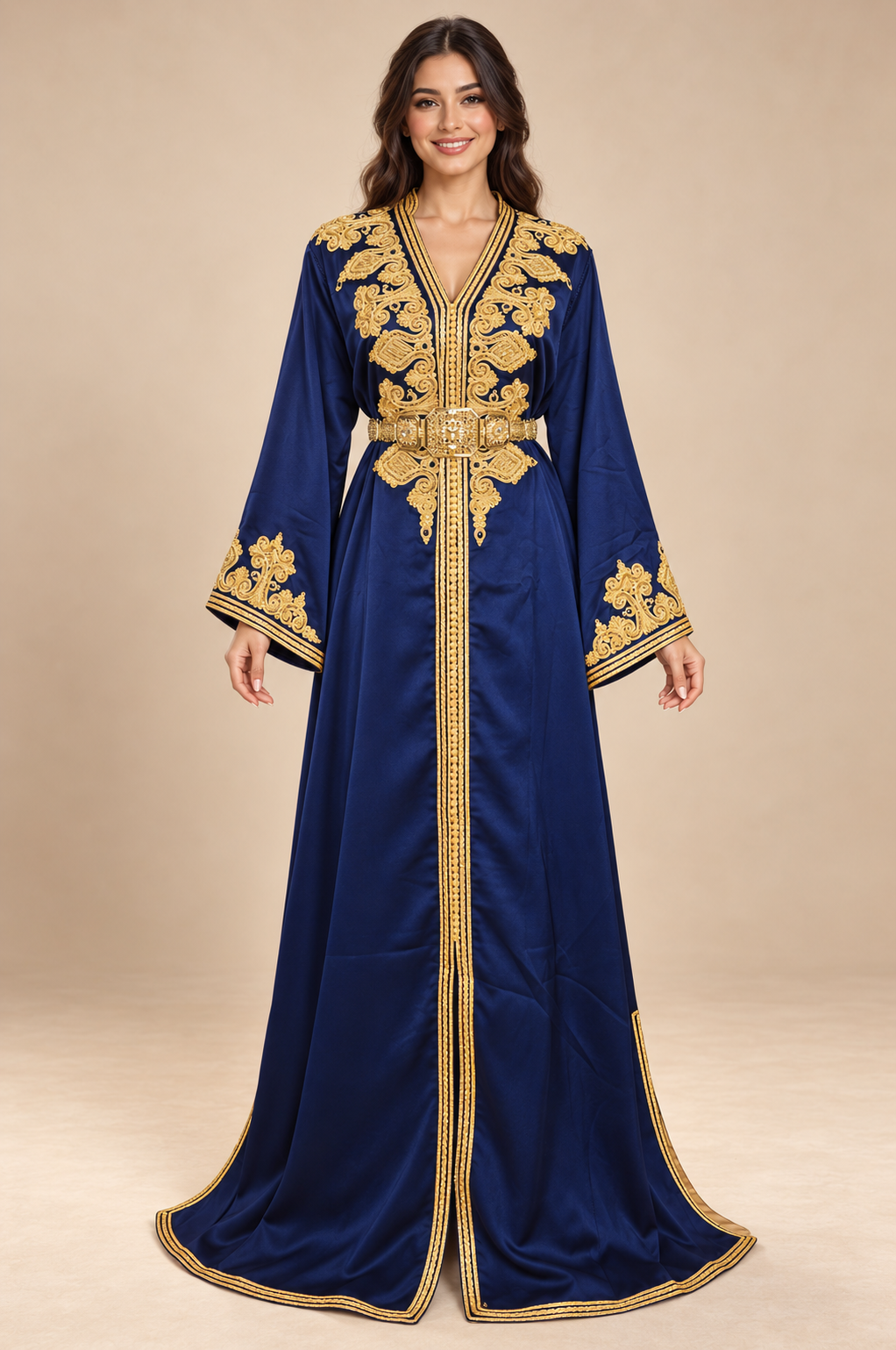 Caftan Dounia bleu nuit