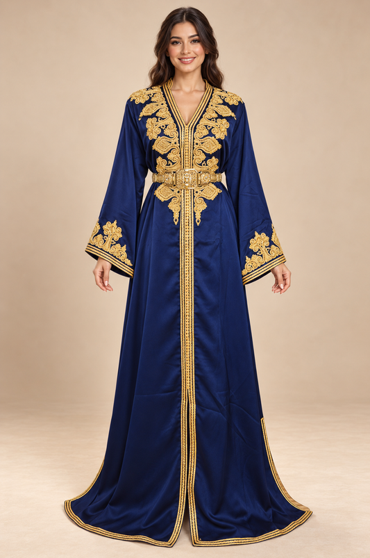 Caftan Dounia bleu nuit