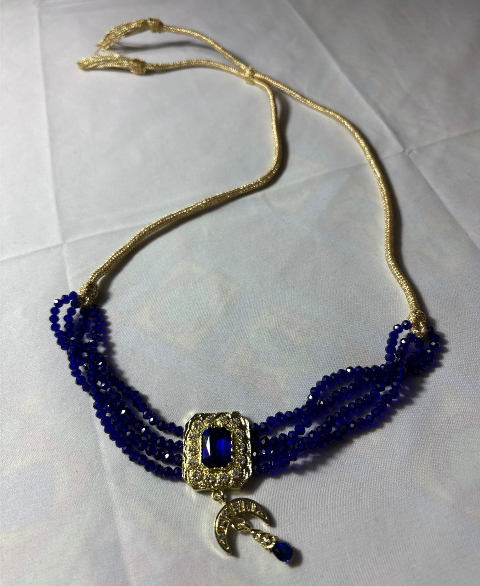 Collier oriental bleu roi – pierre rectangulaire