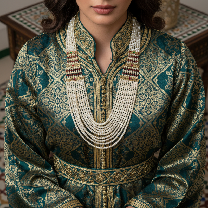 Collier oriental rose poudré – médaillon ovale - Zeynaya Prestige