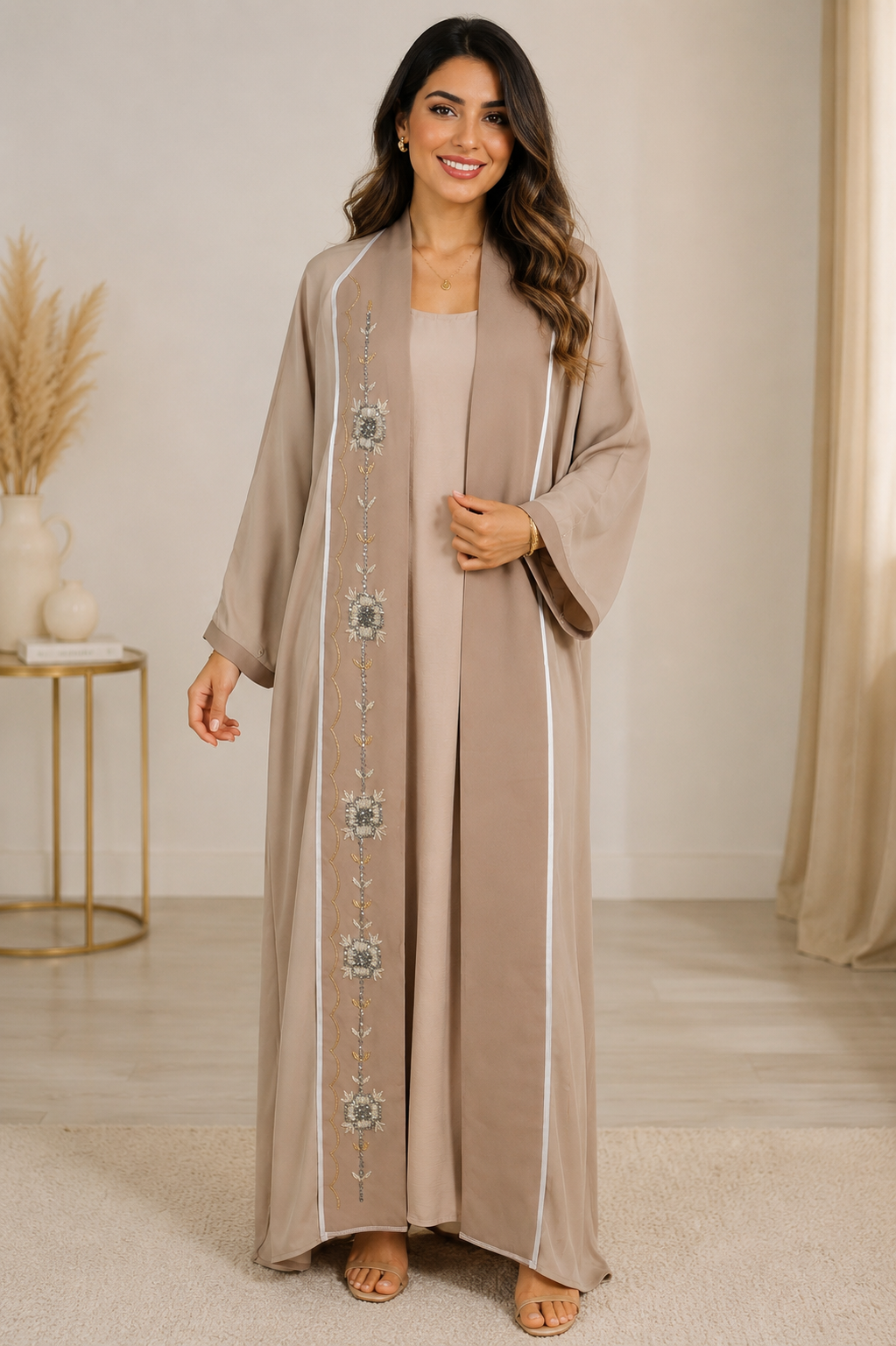 Abaya Veste Kimono Nude 4 Pièces