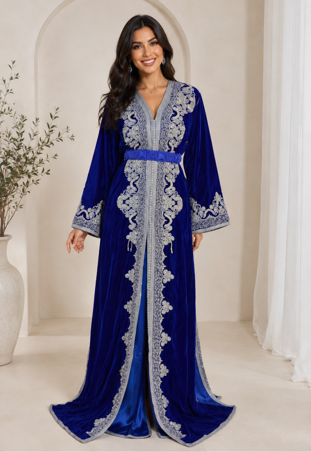 VUE D ENSEMBLE TAKCHITA VELOURS BLEU - ZEYNAYA PRESTIGE