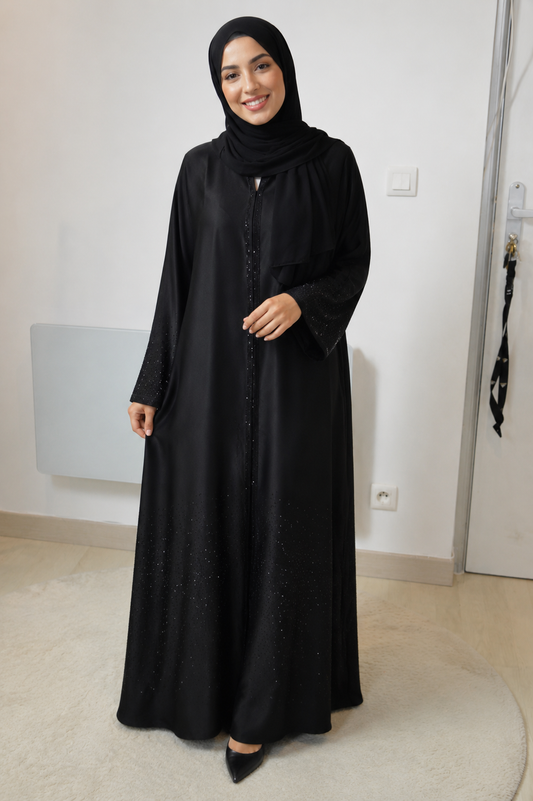 Abaya Noir Brillant - Élégance Intemporelle