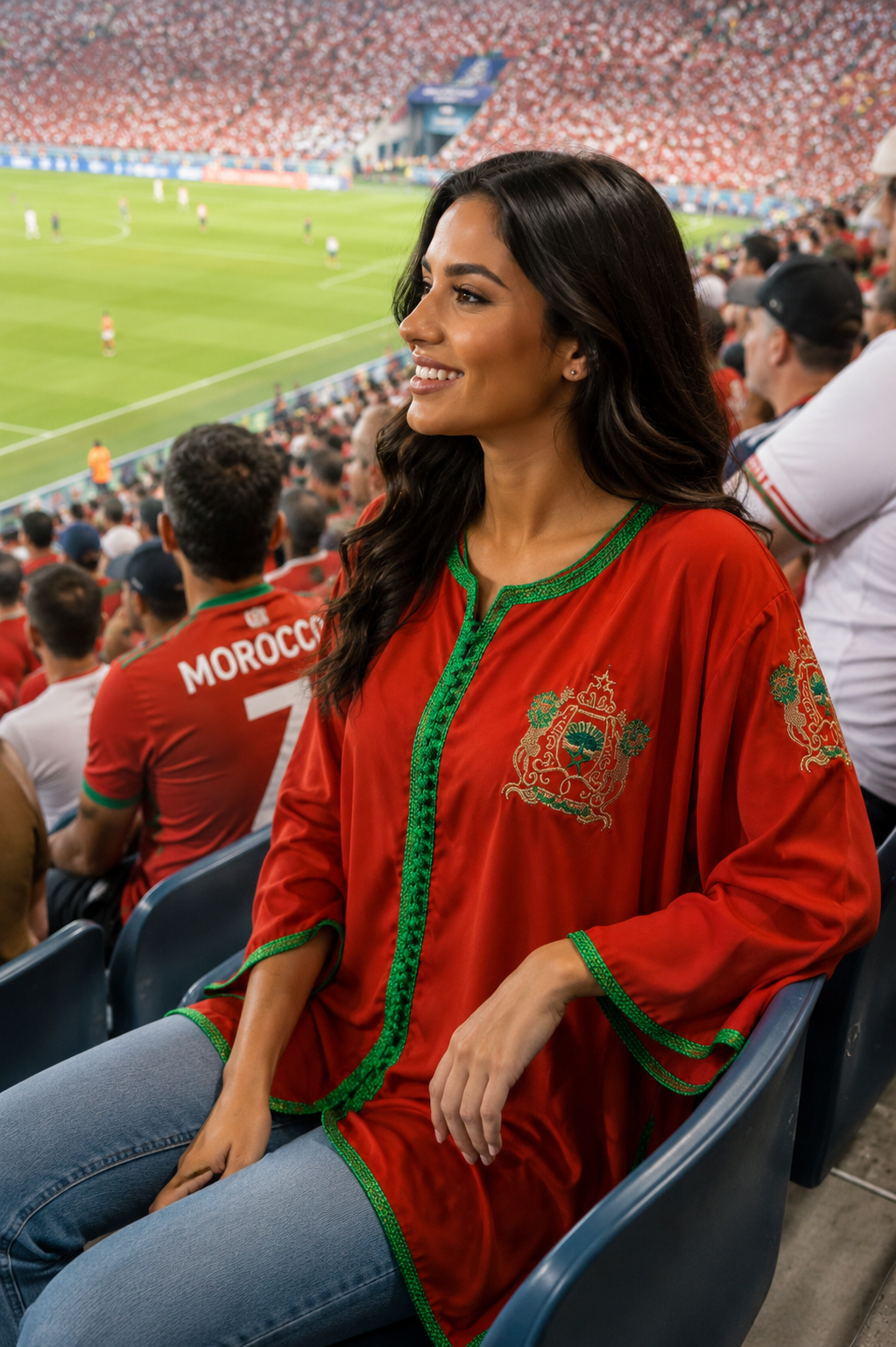 Tunique Maroc Rouge Brodée Armoiries