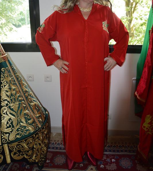 Djellaba Marocaine Traditionnelle Rouge sfifa rouge
