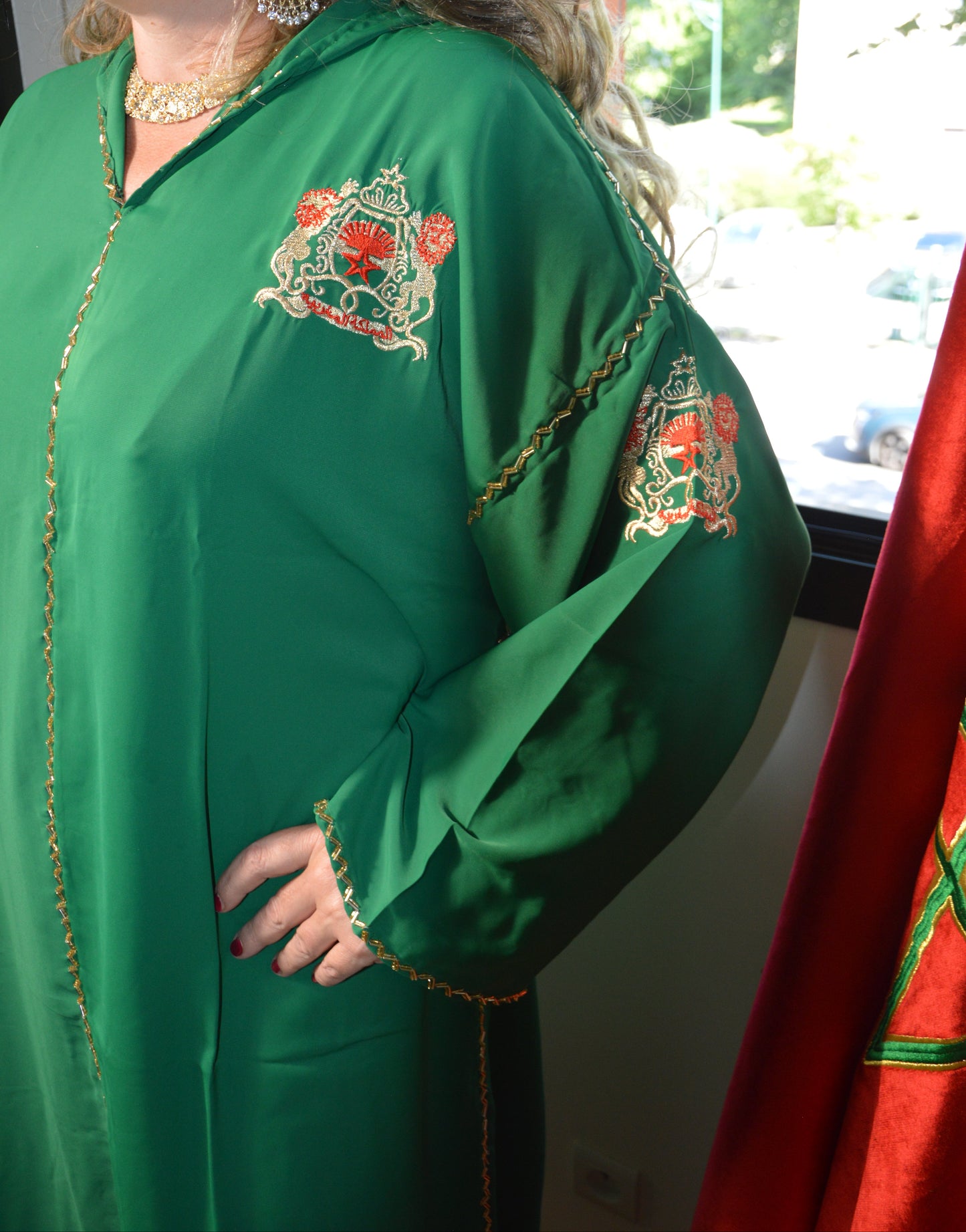 Djellaba Perle Verte - Djellaba Marocaine Luxe Brodée