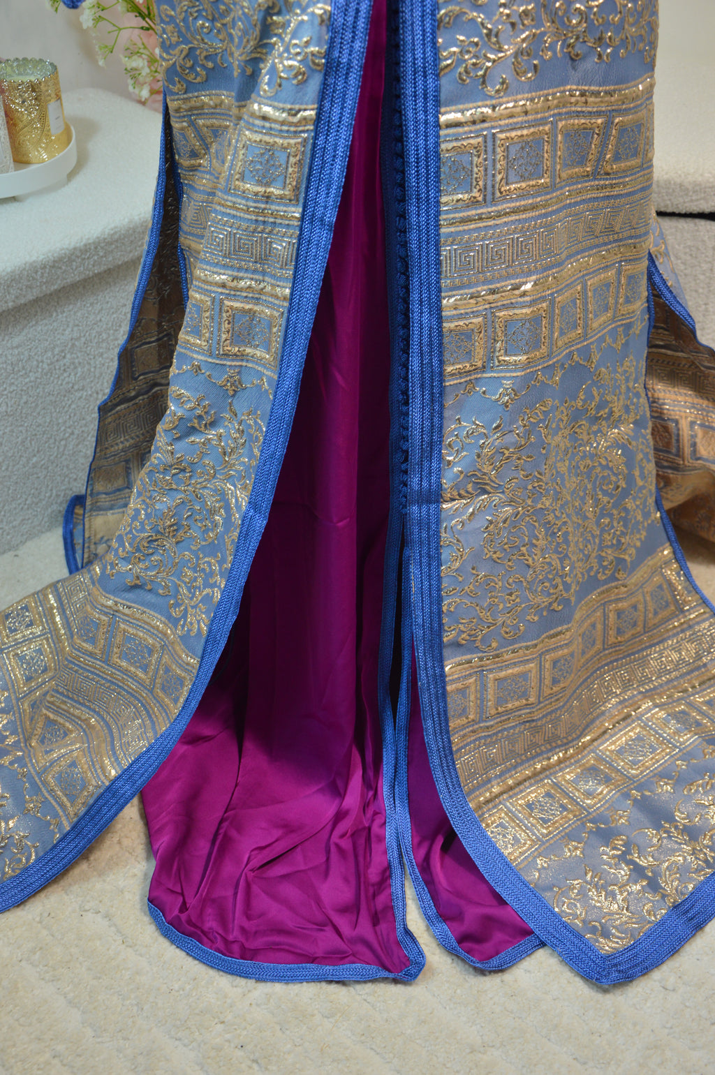 Takchita Brocard Bleu Roi & Fuchsia – ZEYNAYA Prestige