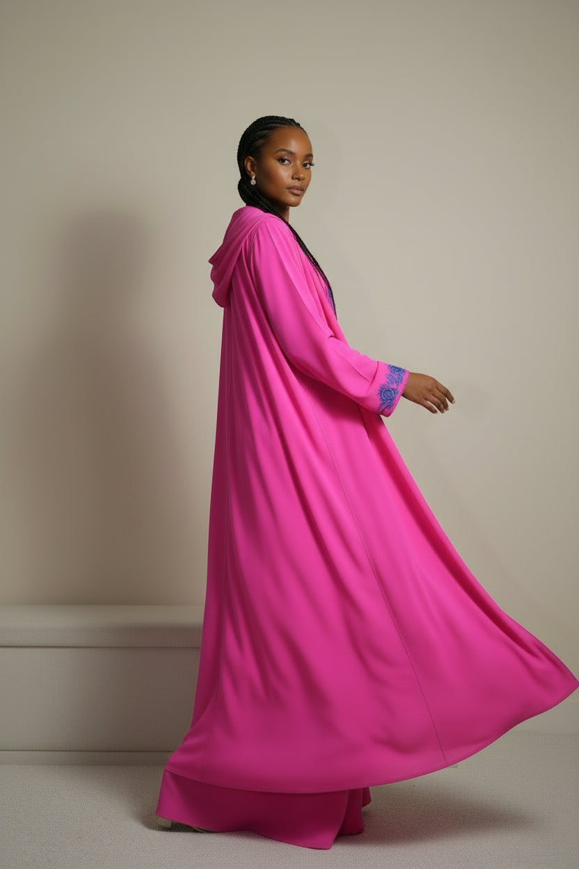 Jellaba 2 Pièces Fuschia - Caftan Marocain Femme Luxe