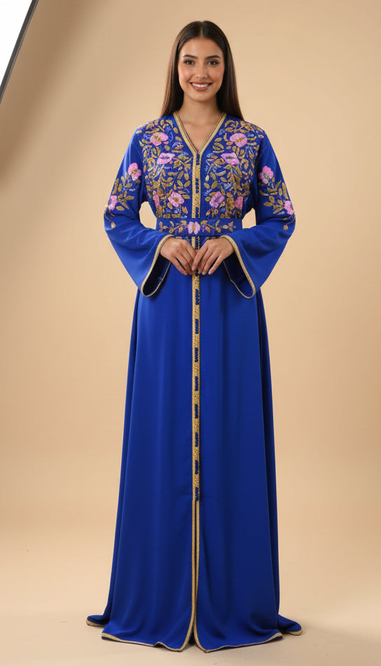 Caftan Bleu Royal Floral