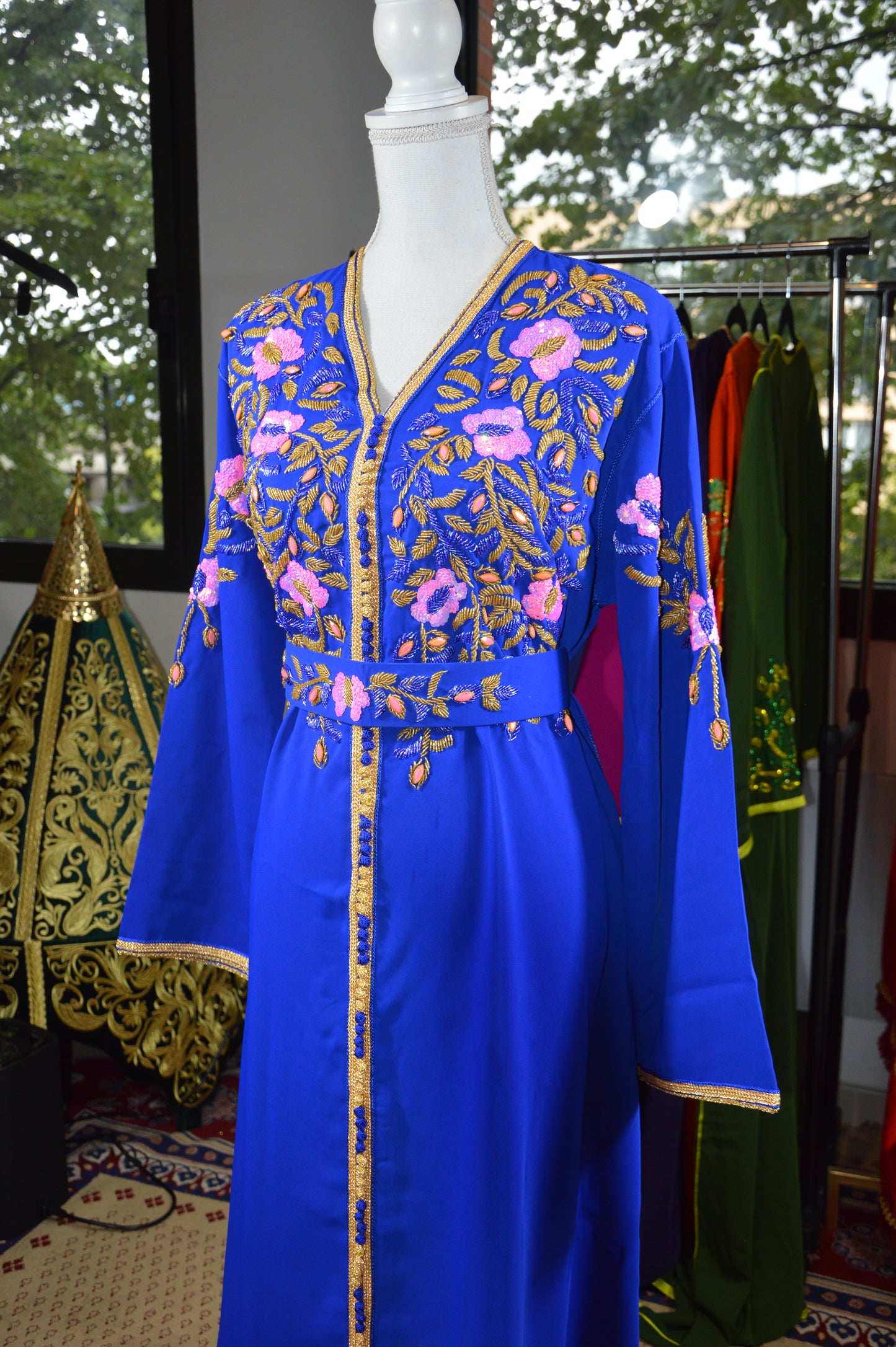 Caftan Bleu Royal Floral