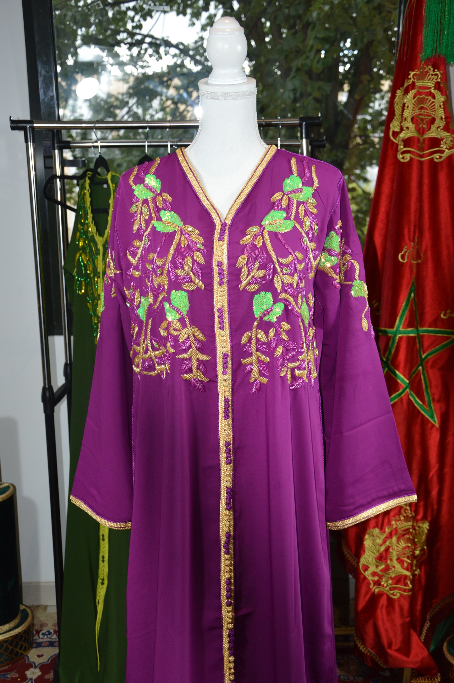 Caftan Violet / fuchsia Artisanal Marocain