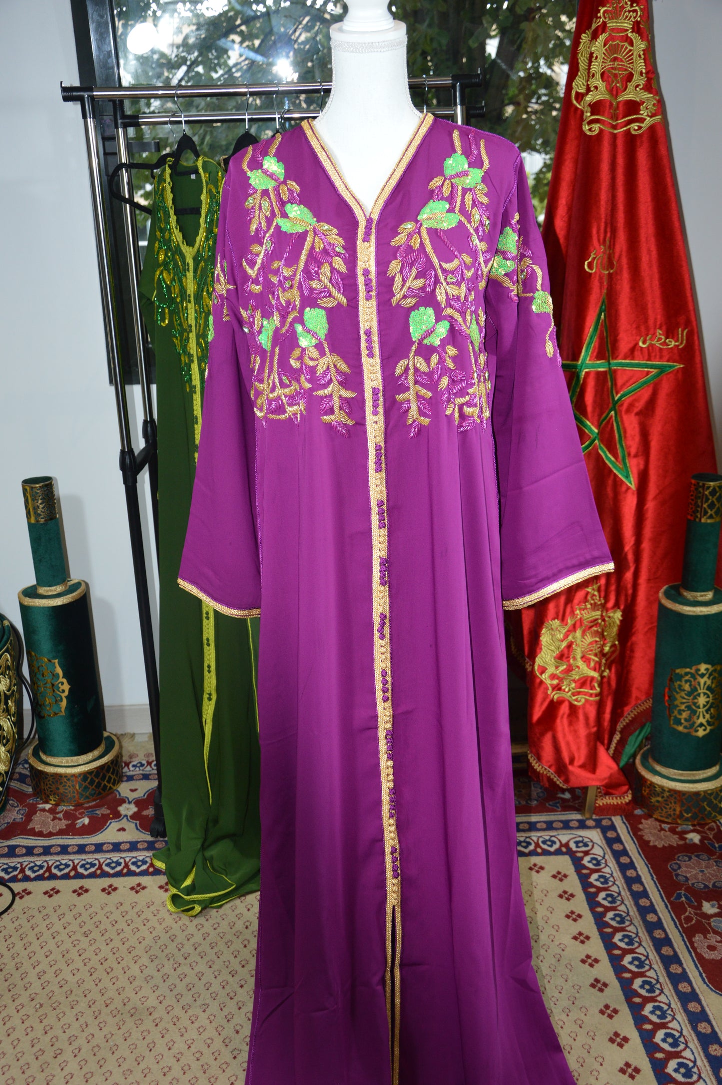 Caftan Violet / fuchsia Artisanal Marocain