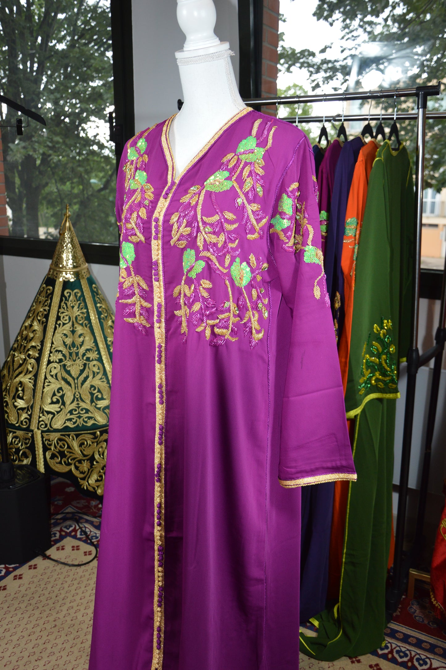 Caftan Violet / fuchsia Artisanal Marocain