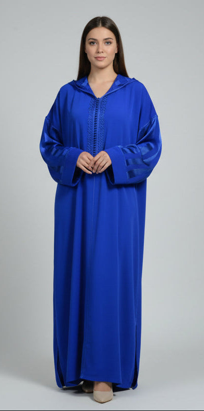 Jellaba Johara Bleu - Djellaba Marocaine de Luxe