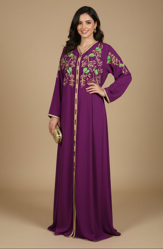 Caftan Violet / fuchsia Artisanal Marocain