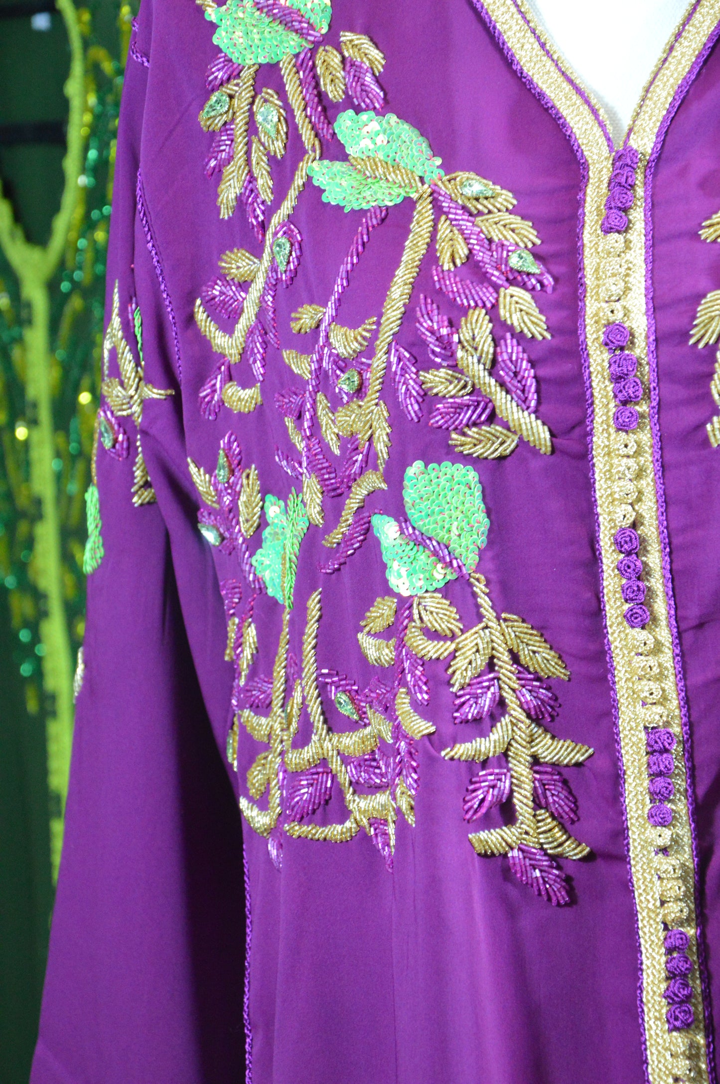 Caftan Violet / fuchsia Artisanal Marocain