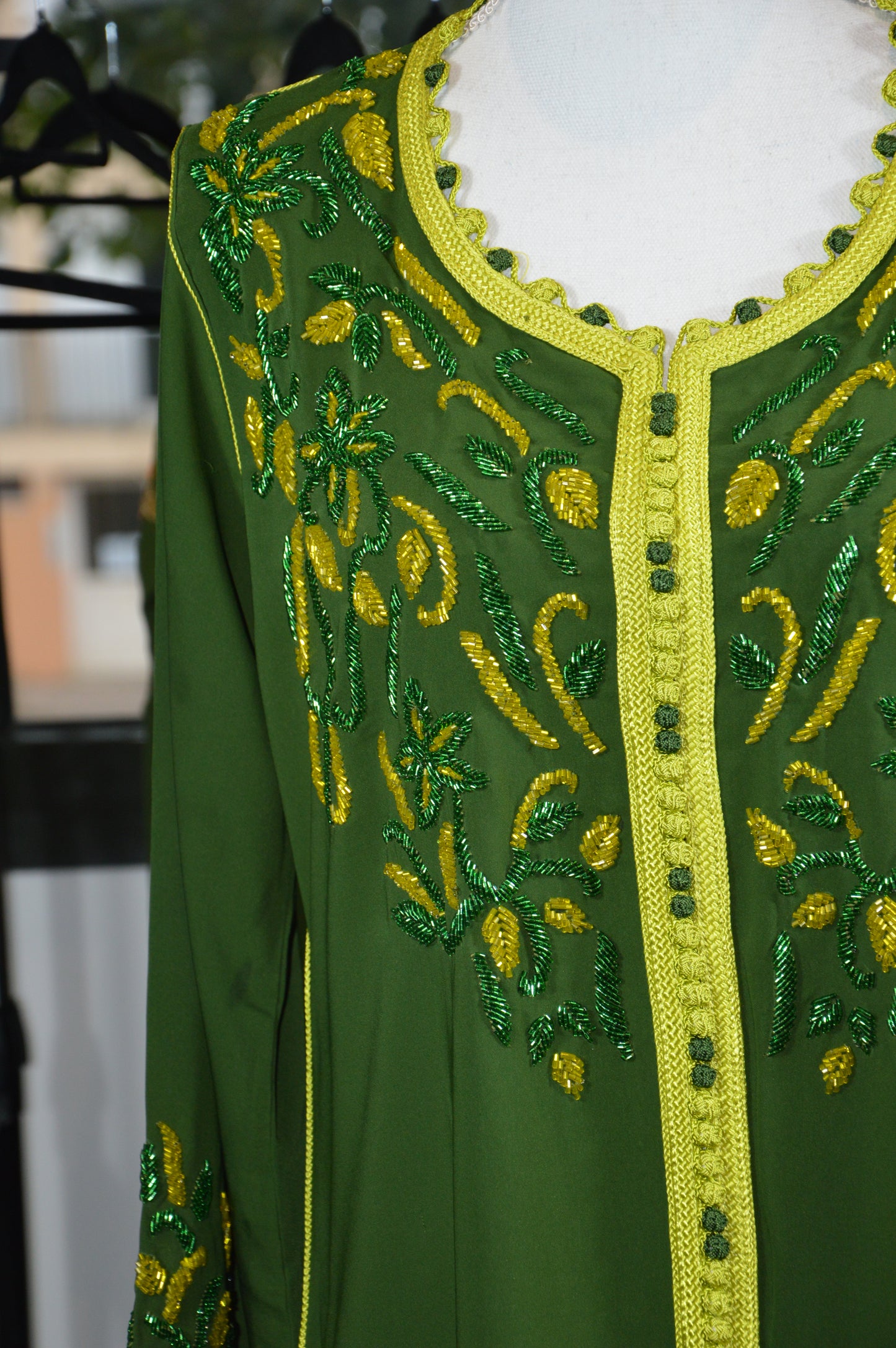 Caftan Vert Kaki Brodé