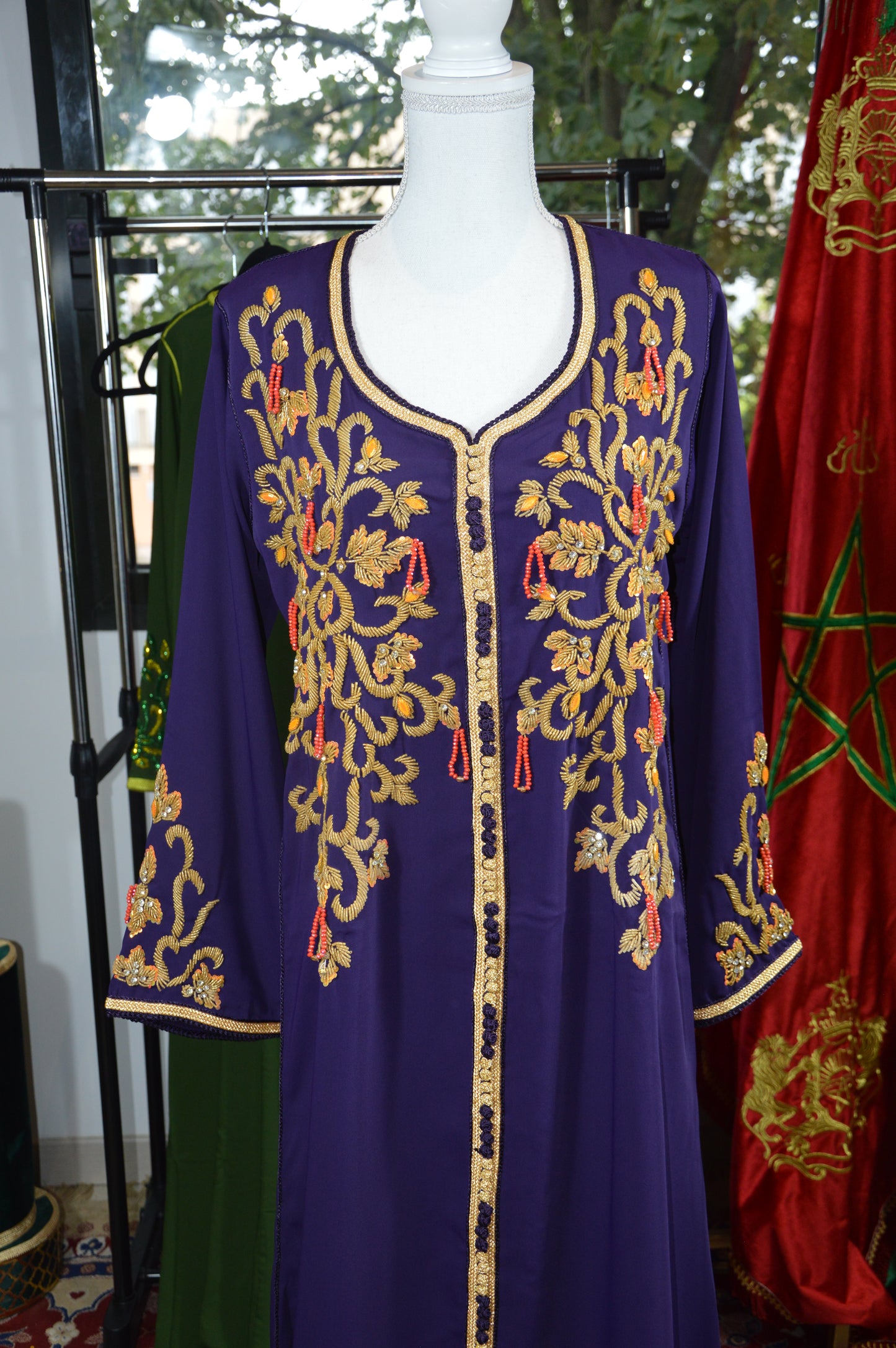 Caftan Violet Artisanal Marocain