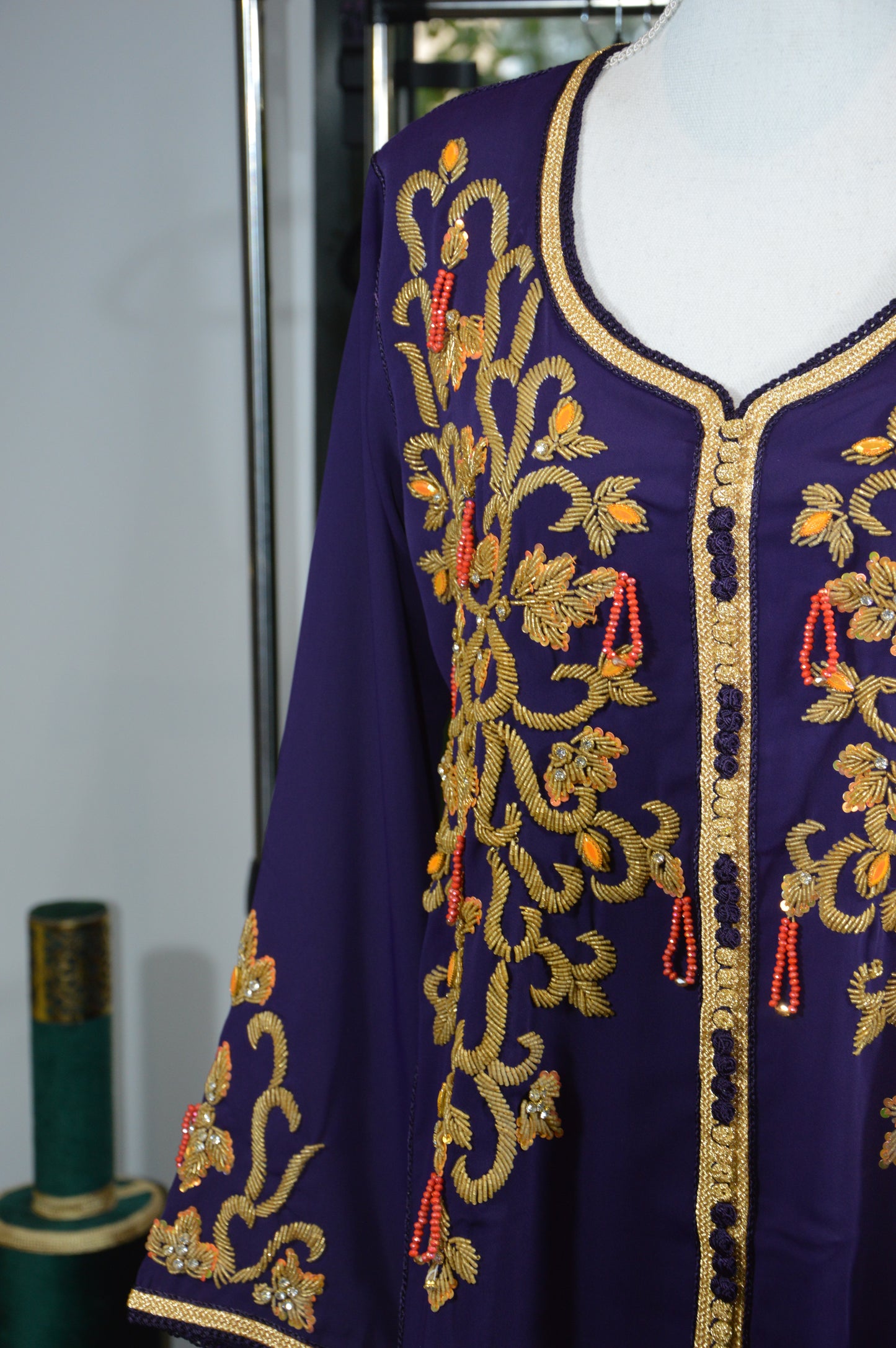 Caftan Violet Artisanal Marocain