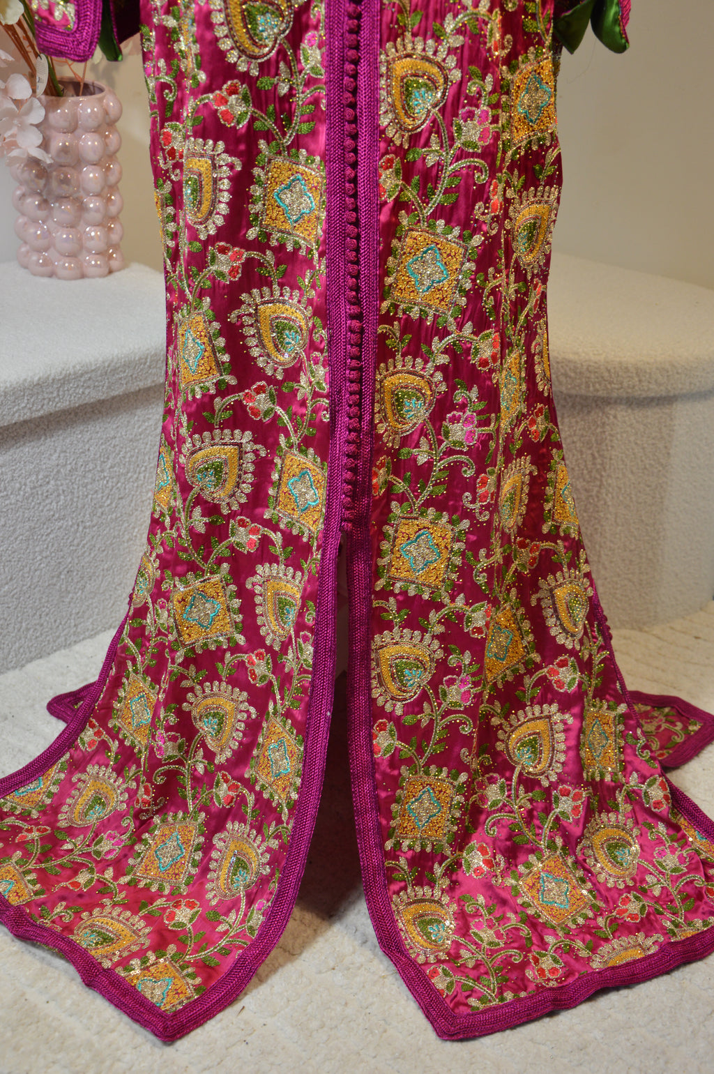 Caftan Sari Sirène Grenat Imperial - Zeynaya Prestige